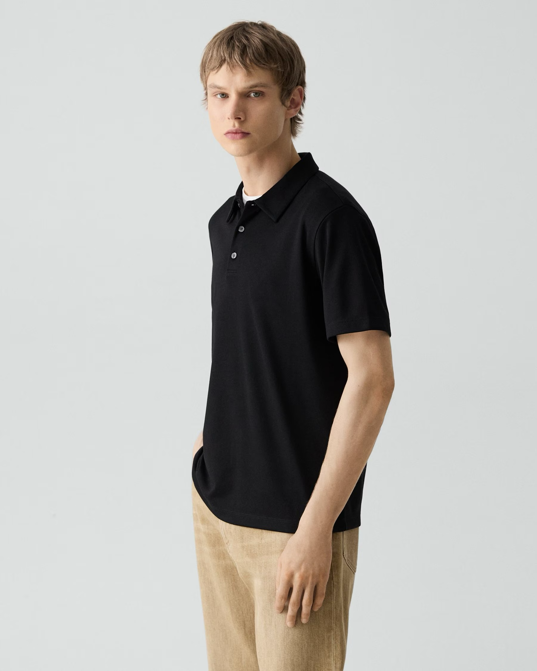 Bron Polo Shirt in Anemone Modal Jersey Black