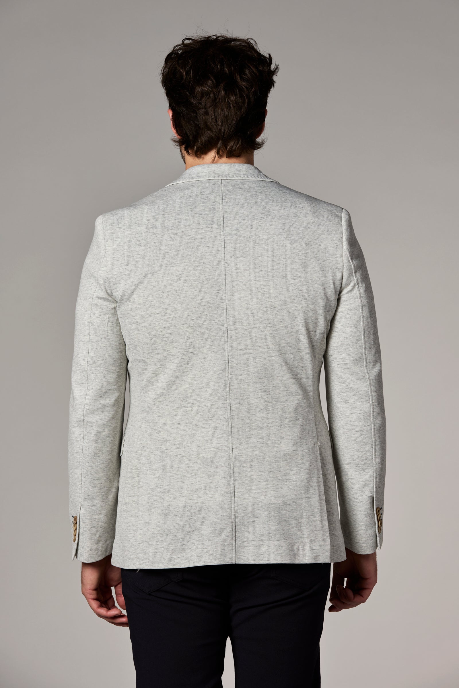 Stretch Knit Shadow Plaid Blazer Grey