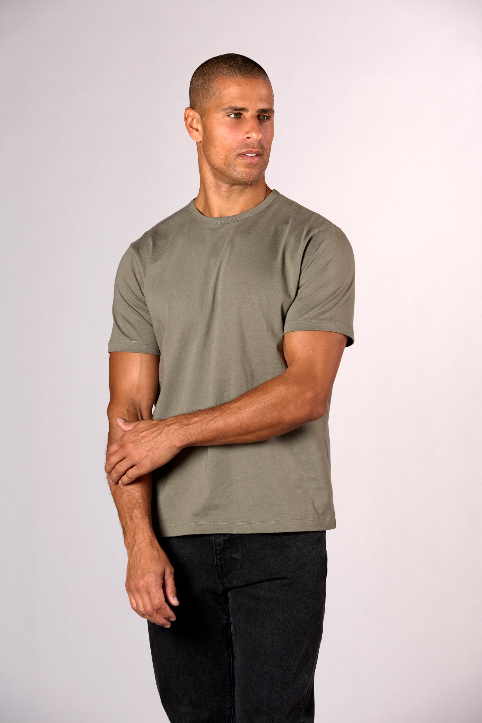 The Hudson Crew Tee in Heavy Cotton Jersey Covert Green