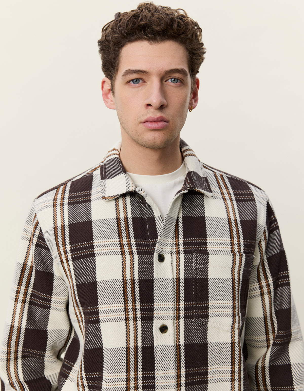Structured Check Overshirt Dark Sand