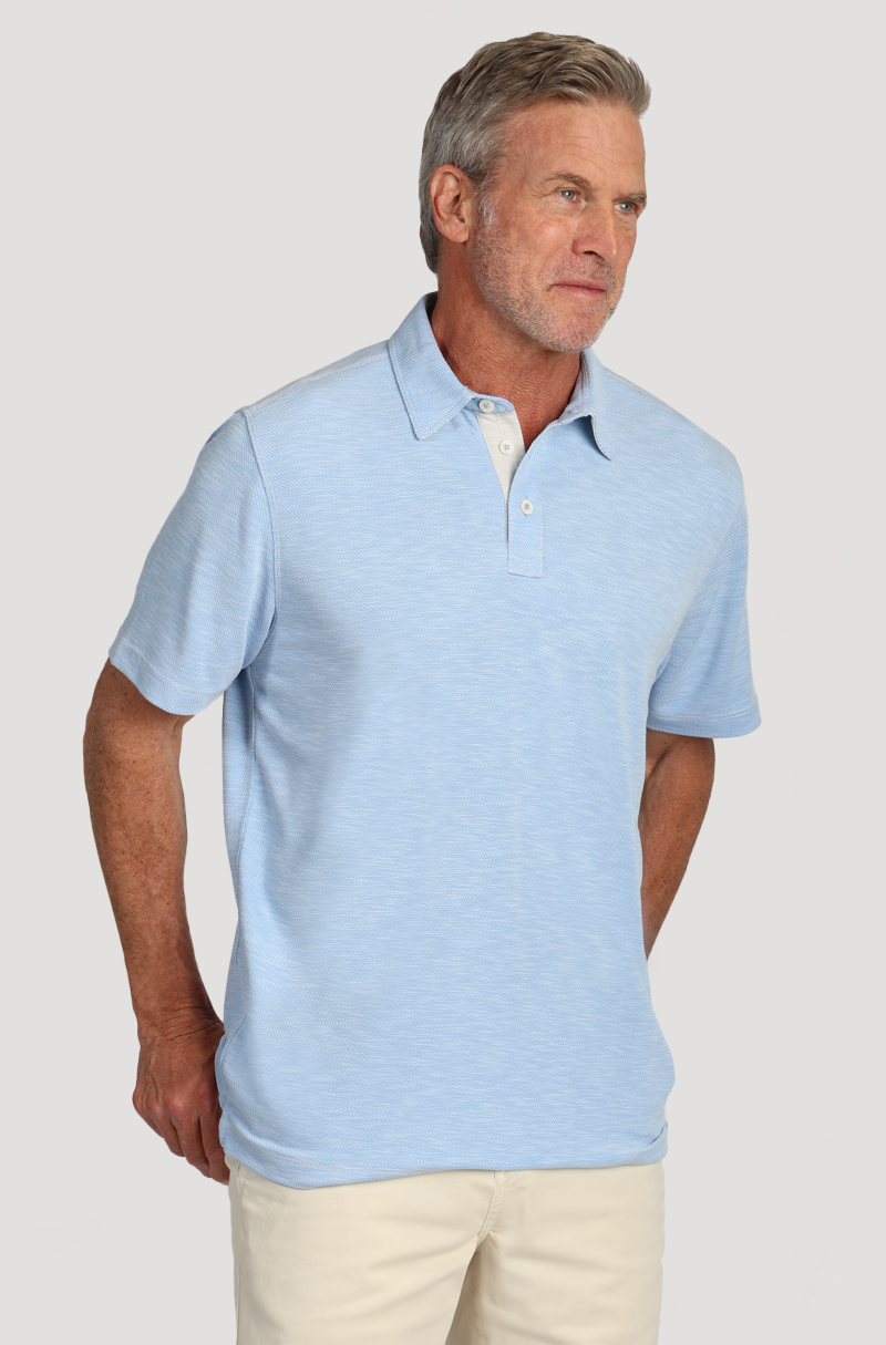 Sueded Dobby Tencel Modal Polo Sky