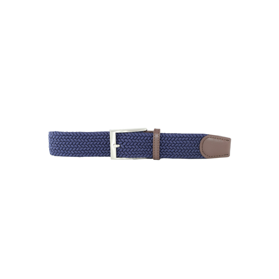 Braided Web Belt Navy/Brown