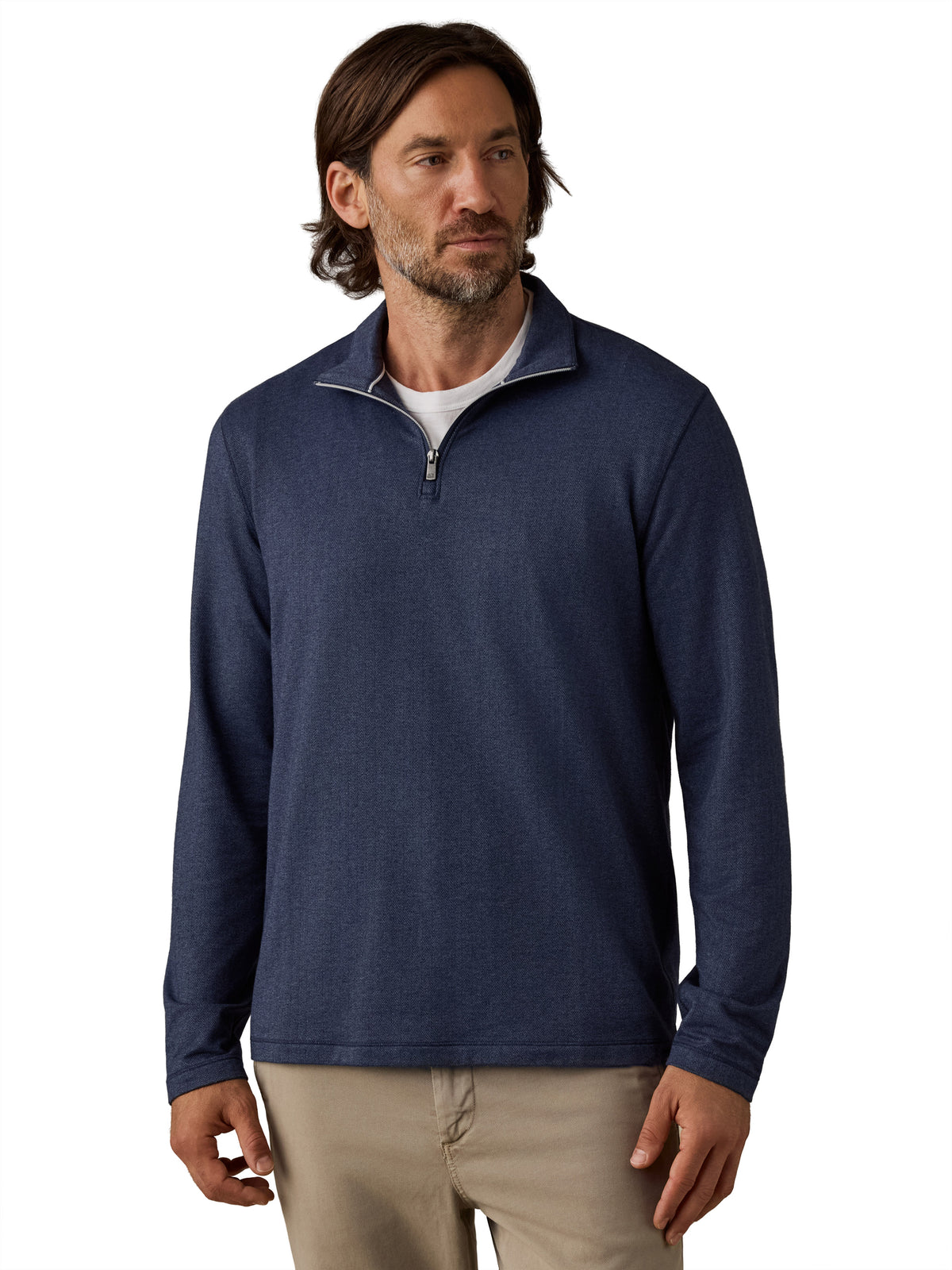Movement Quarter Zip Navy Cascade Herringbone