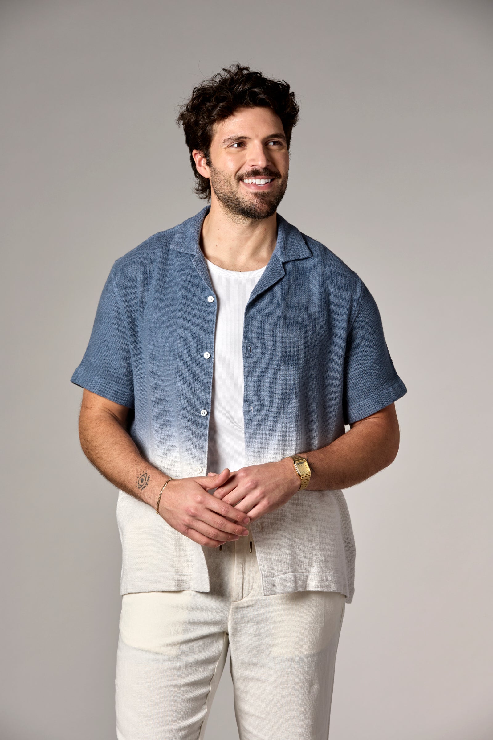 Bahamas S/S Dip Dyed Camp Shirt Navy Dip Dye