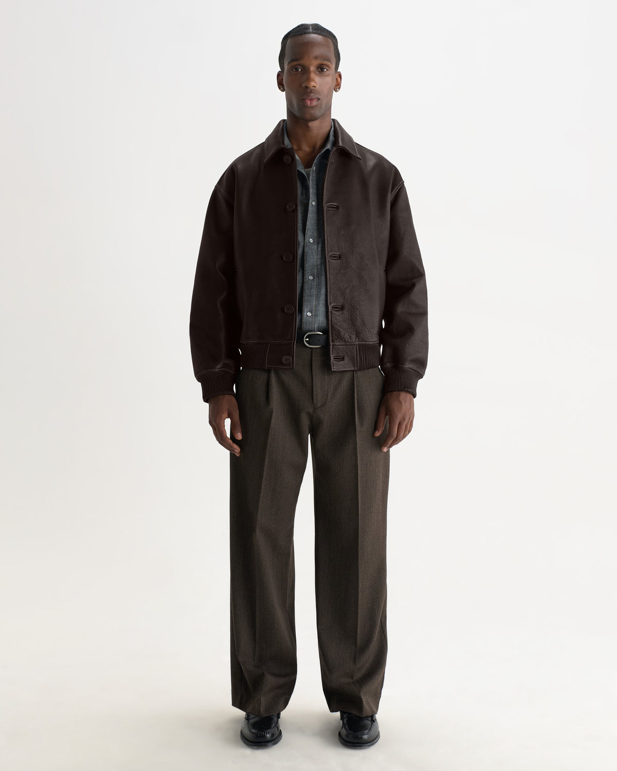 Fitzroy Flight Jacket in Leather Dark Brown