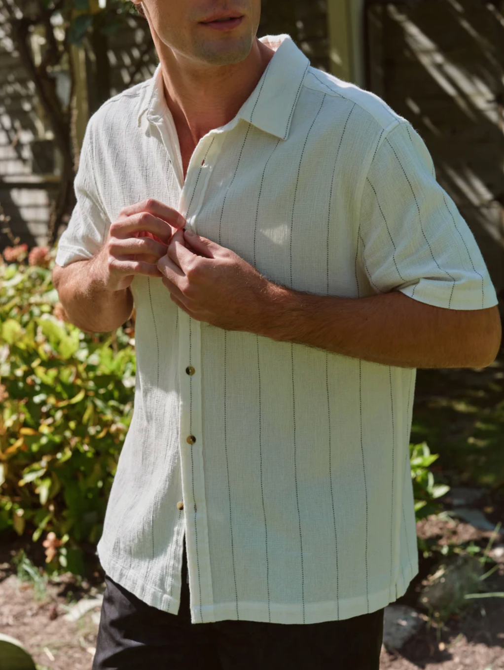 The Oasis Textured Shirt Shell Stripe