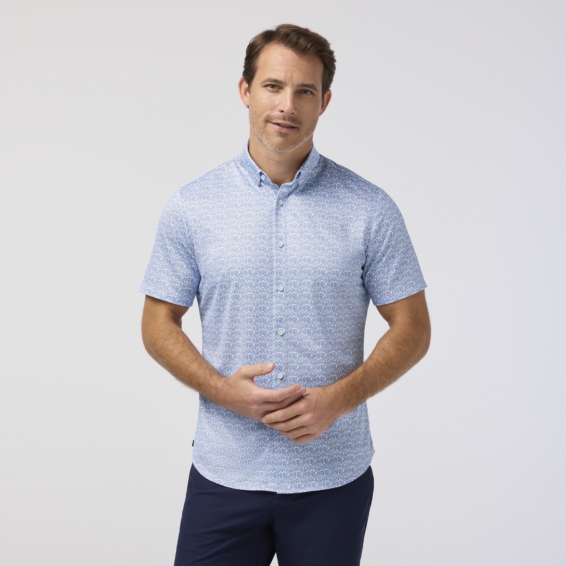 Halyard Short Sleeve Dress Shirt Coastal Fjord Palm Print