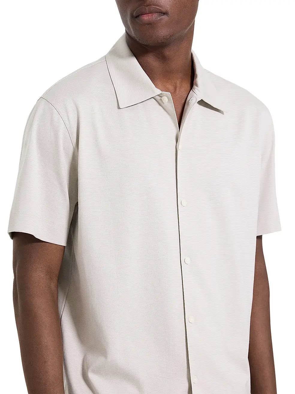 Relaxed Stripe Button Down Shirt Silver Cloud