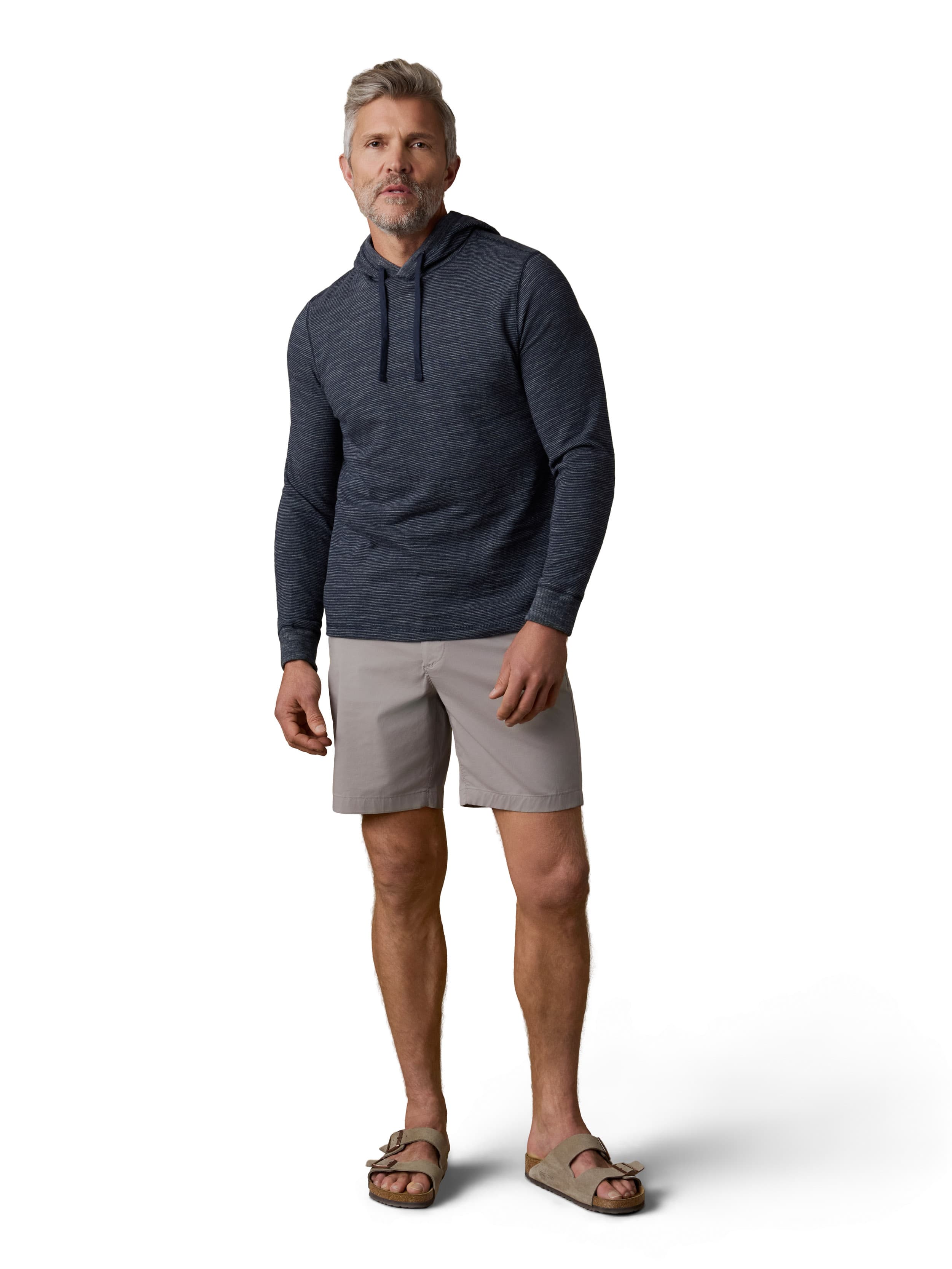 Sunwashed Slub Hoodie Sea Grey Stripe