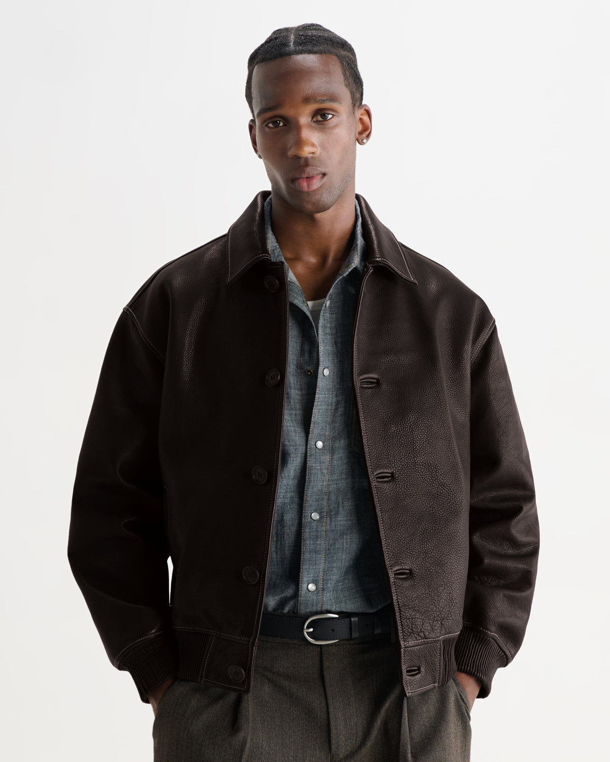 Fitzroy Flight Jacket in Leather Dark Brown