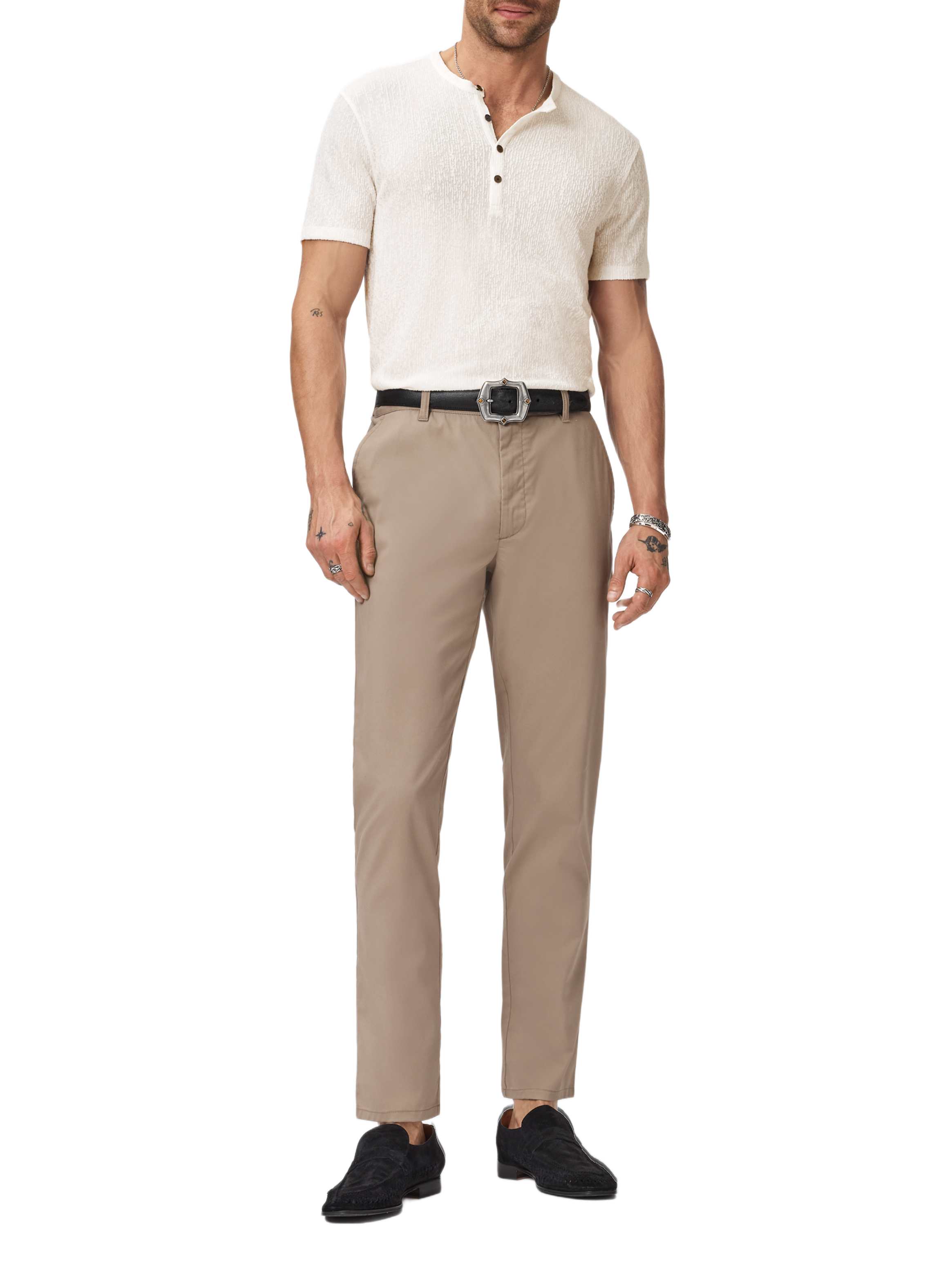 Egon Textured Short Sleeve Henley White
