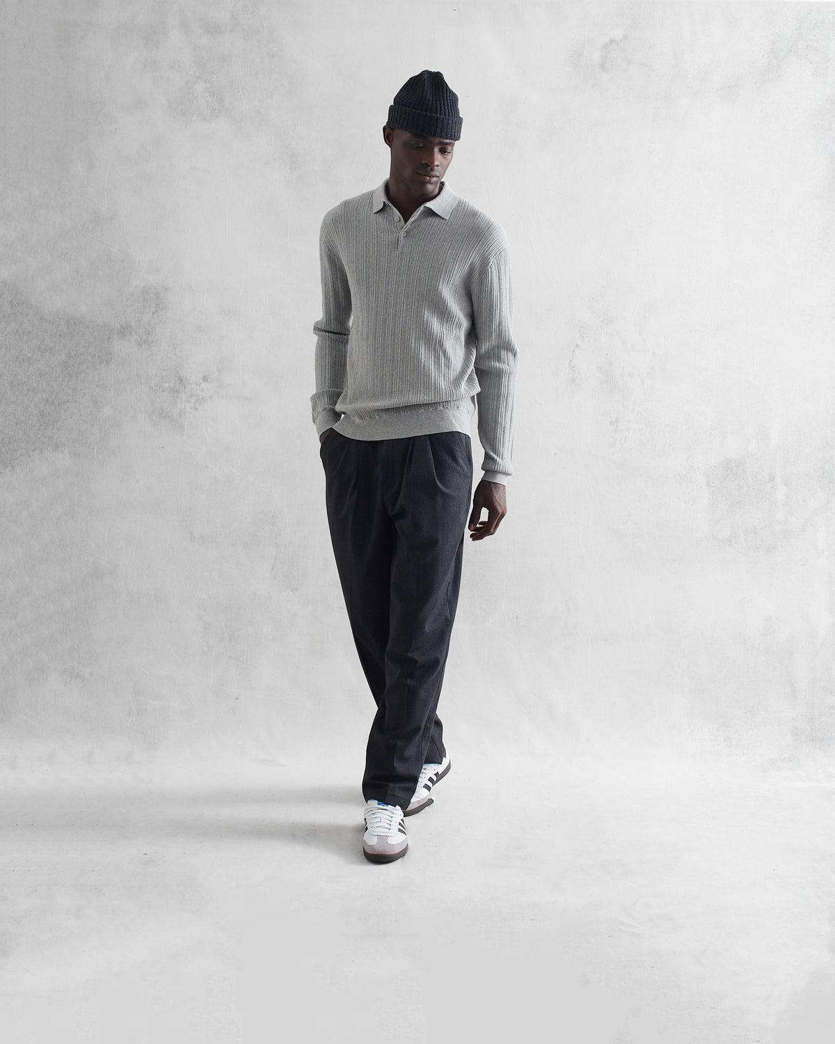 Vertical Knit Oban Polo Grey