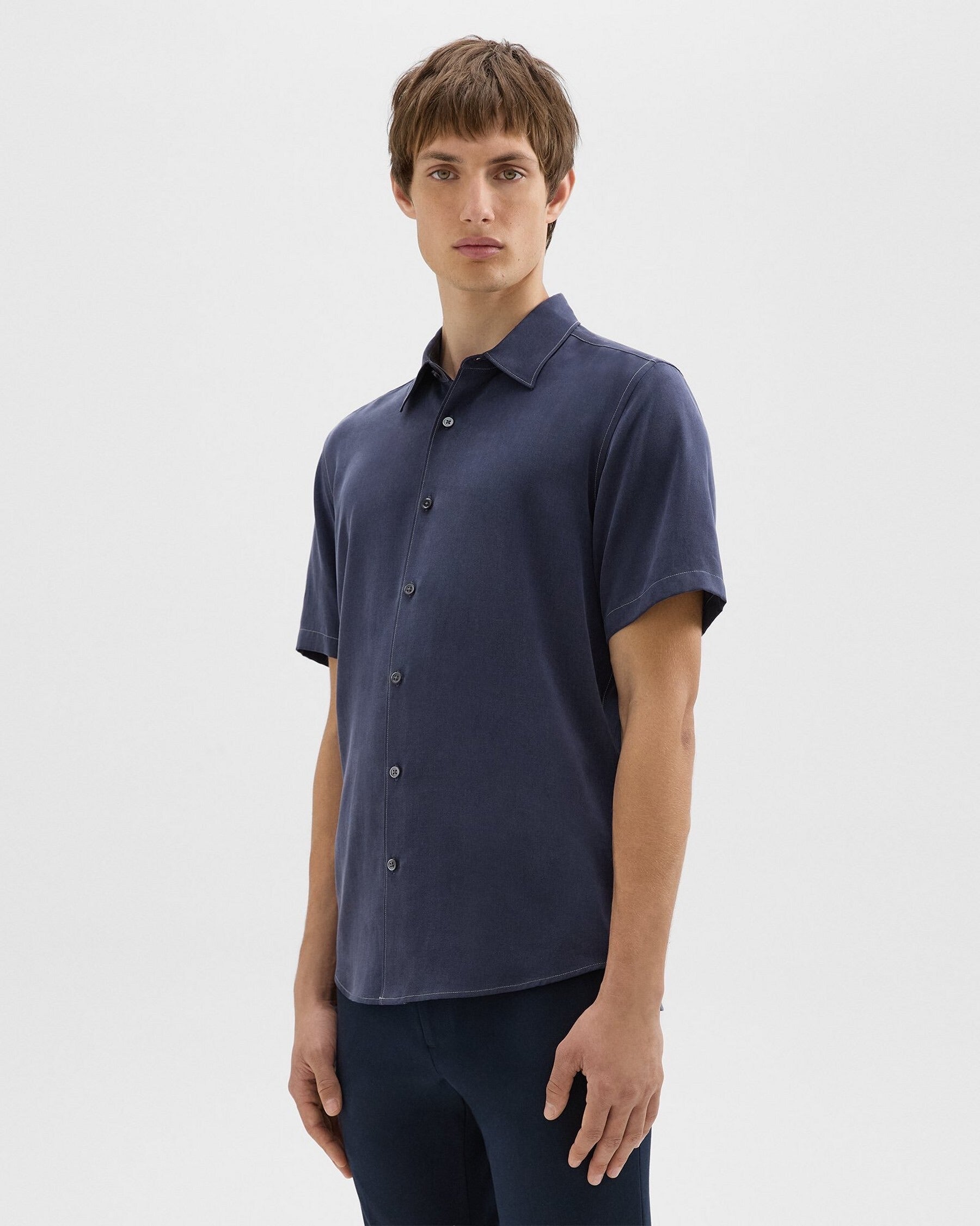 Irving Sylvain Texture Short Sleeve Shirt Baltic