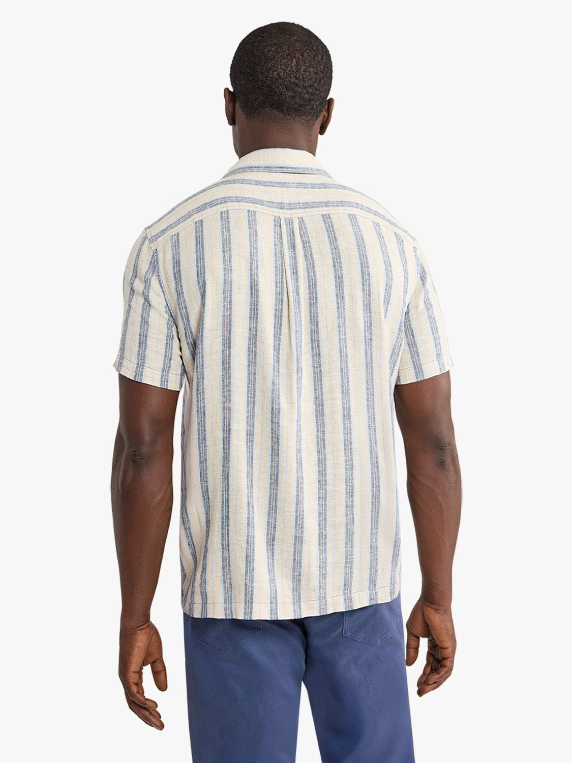 Oasis Textured Short Sleeve Shirt Sea Blue Stripe