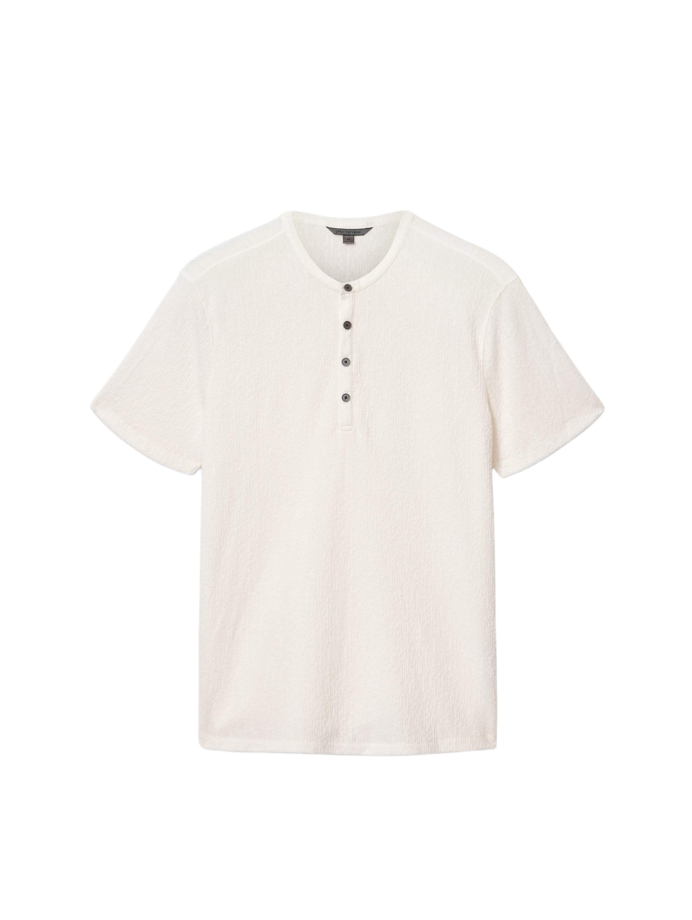Egon Textured Short Sleeve Henley White