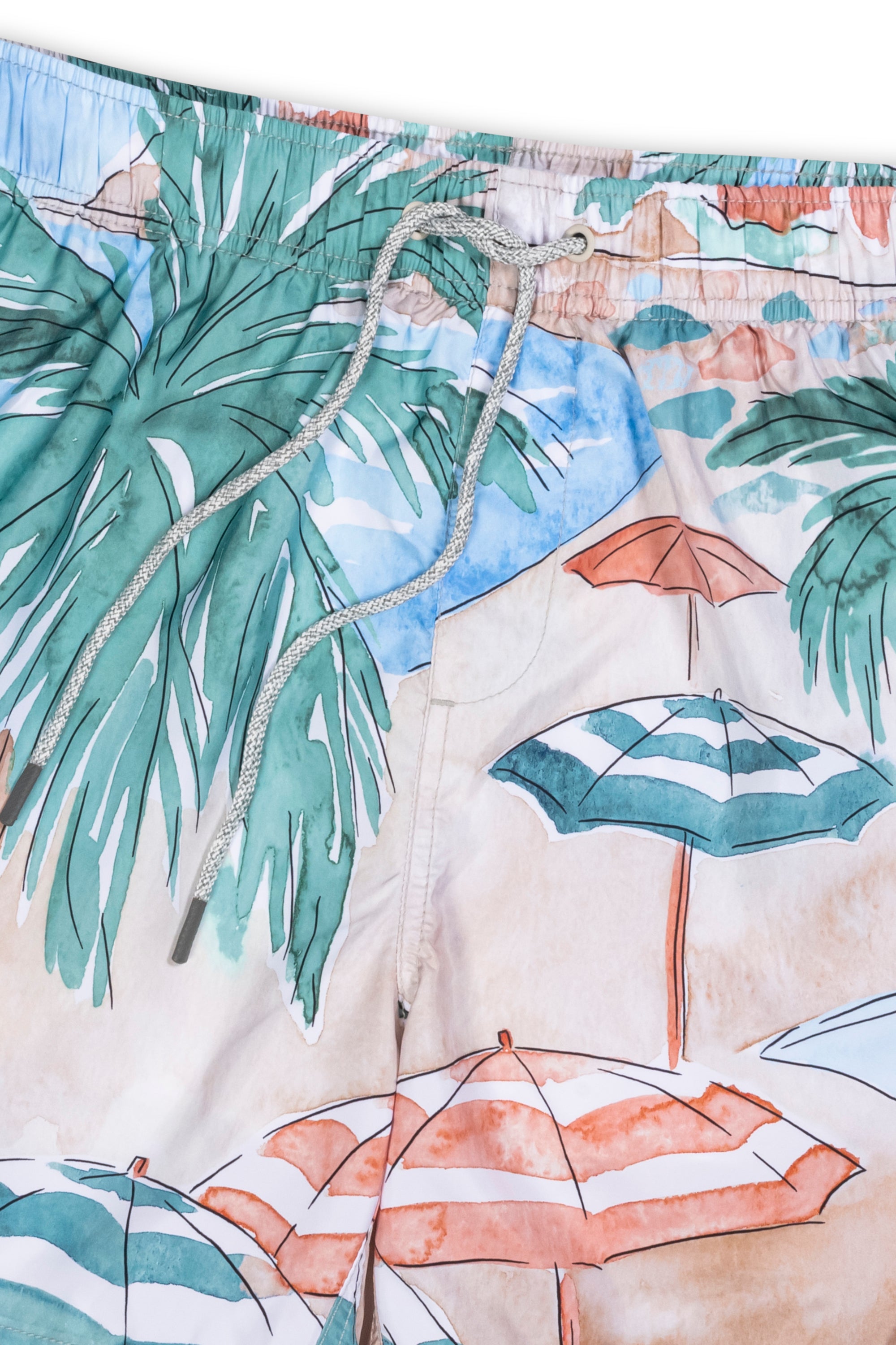 Ponji Umbrella Print Volley Swimsuit Tan