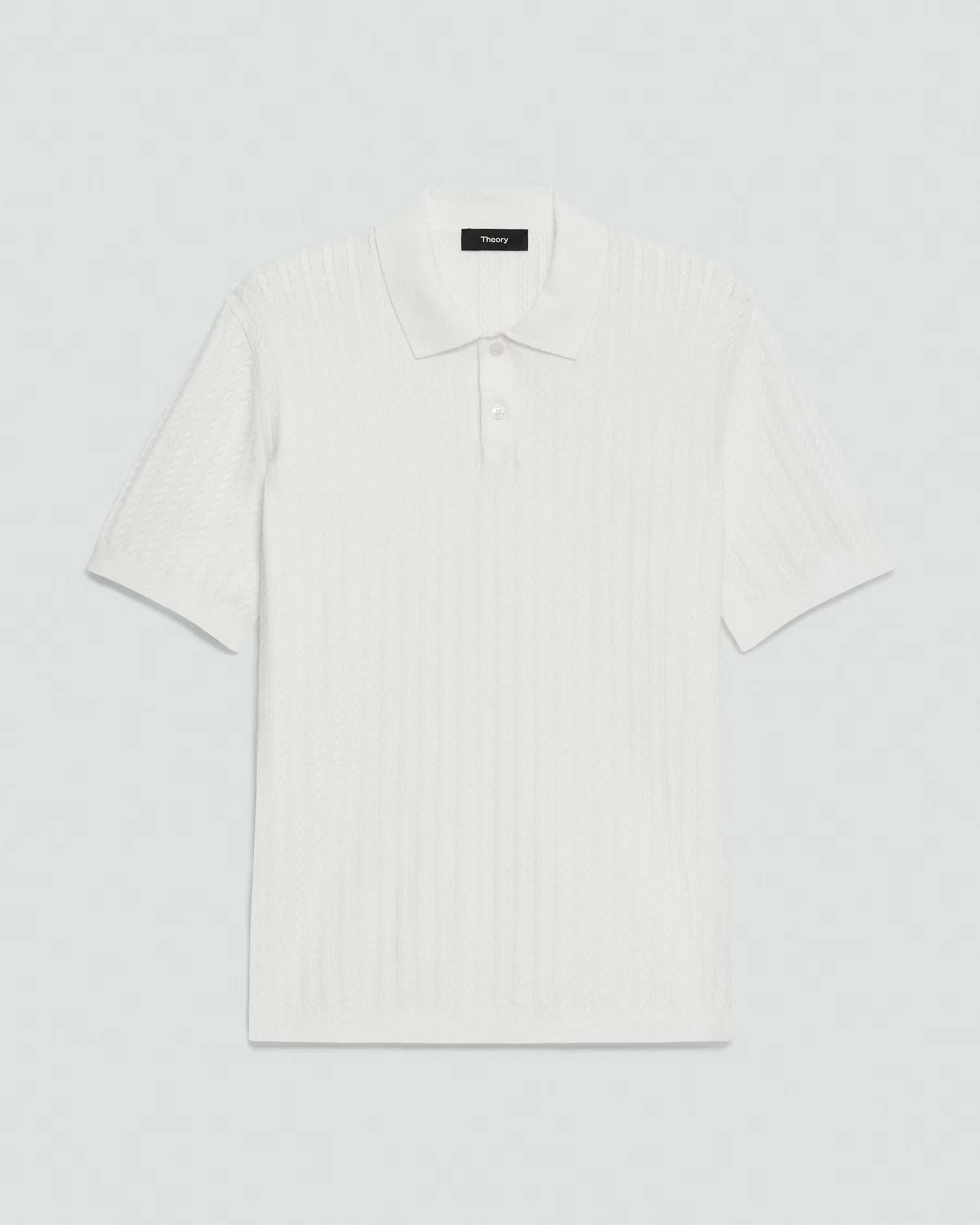 Cable Knit Polo in Light Bilen White