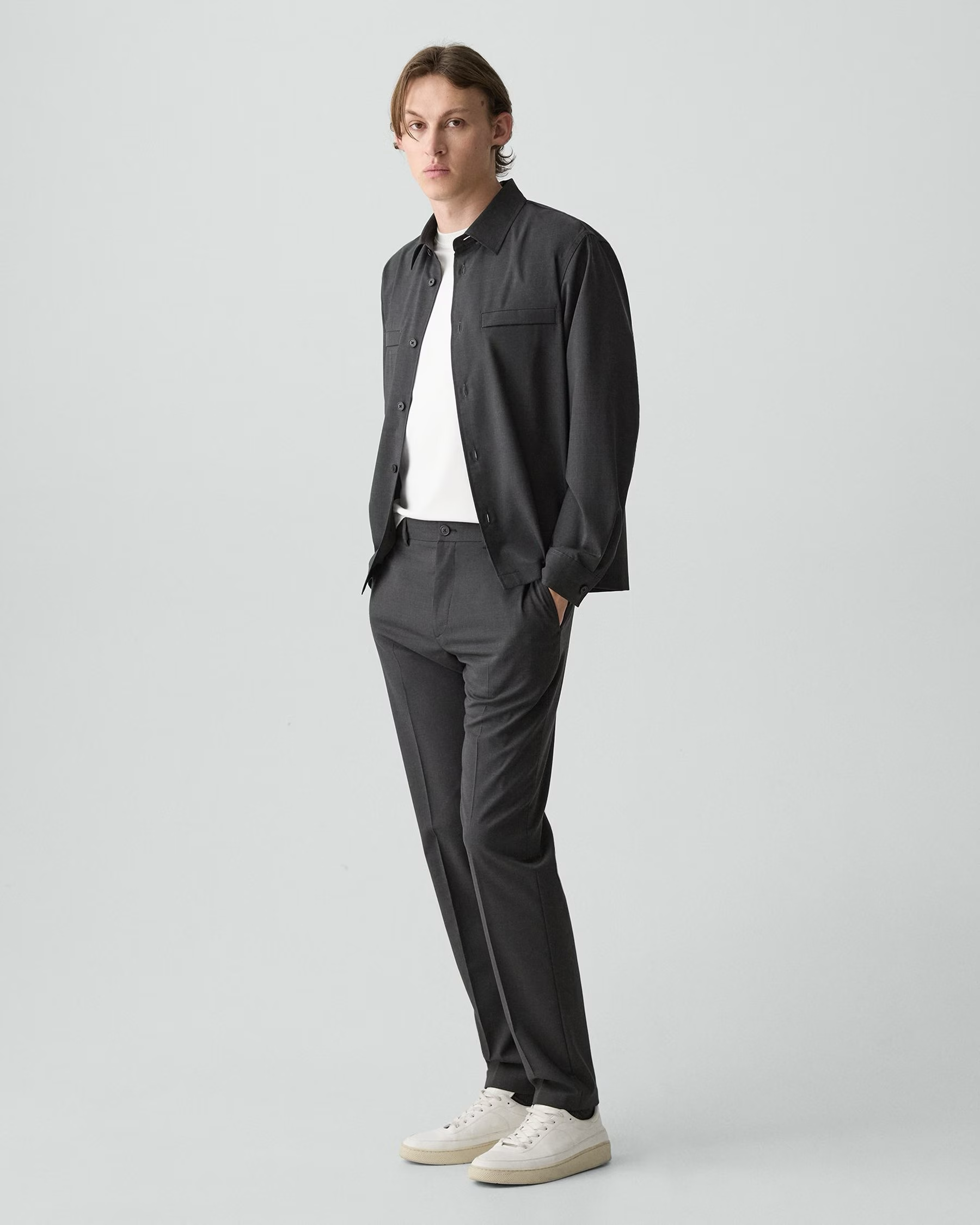 Curtis Travel Pant in Motion Wool Charcoal Melange