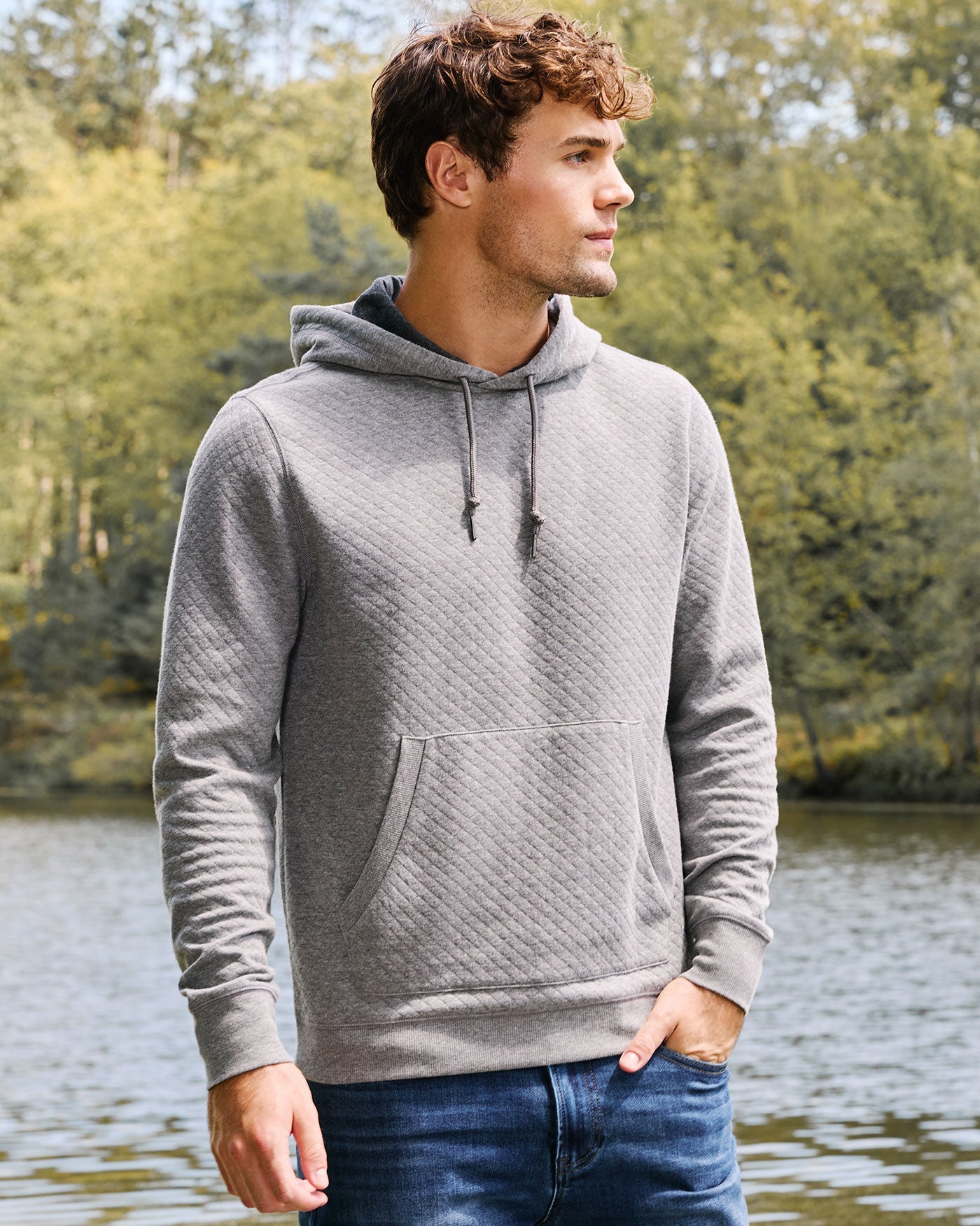 Bradner Quilted Hoodie Grey Heather