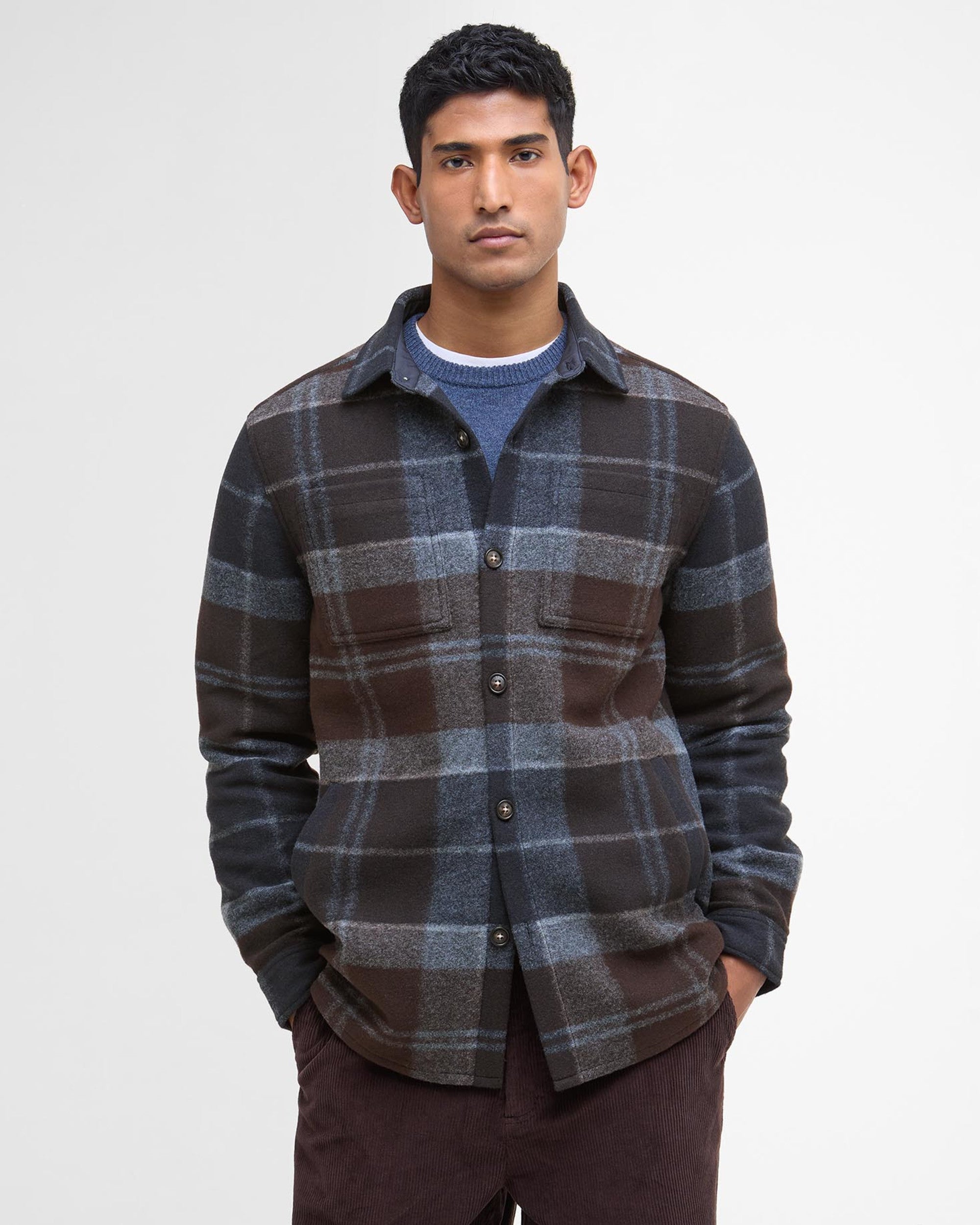 Chapter Tailored Check Overshirt Midnight Oak Tartan
