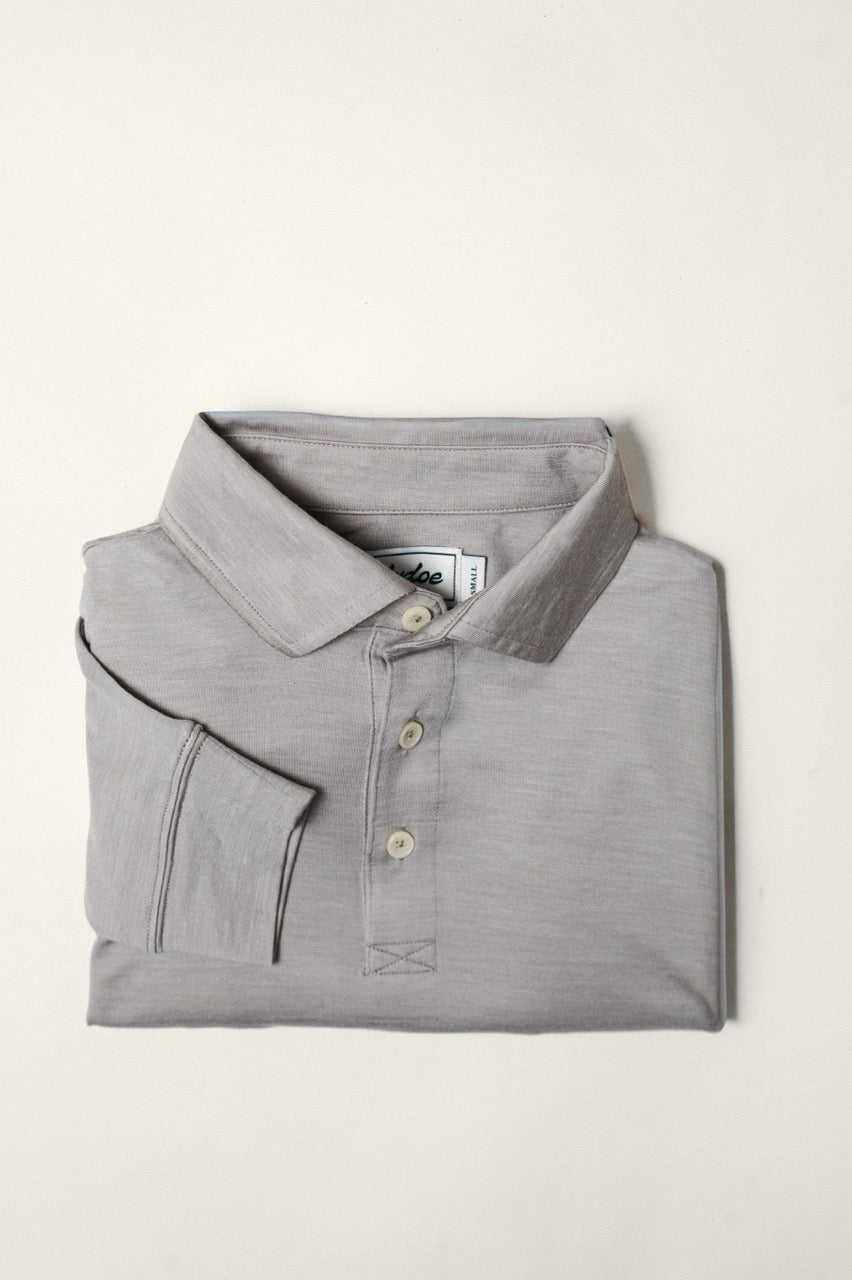 Merino Aire LS Polo Rock Ridge Gray