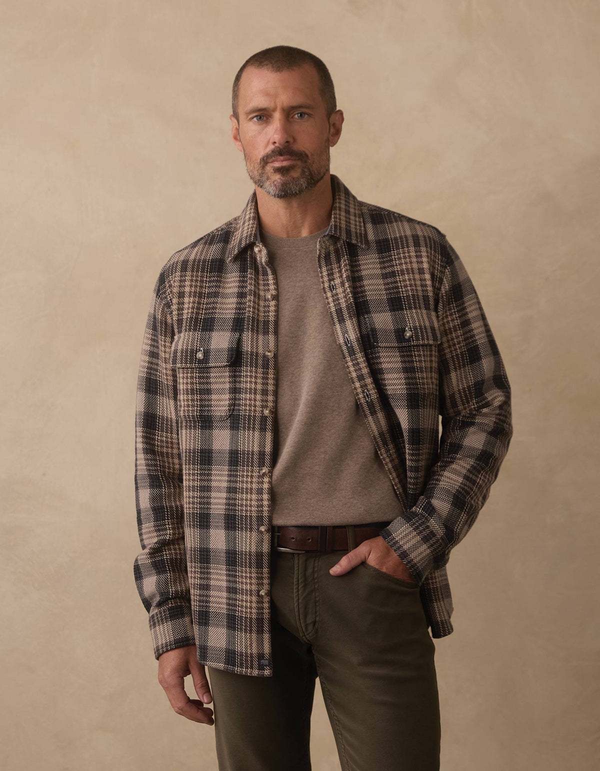 Mountain Textured Overshirt Asphalt Plaid