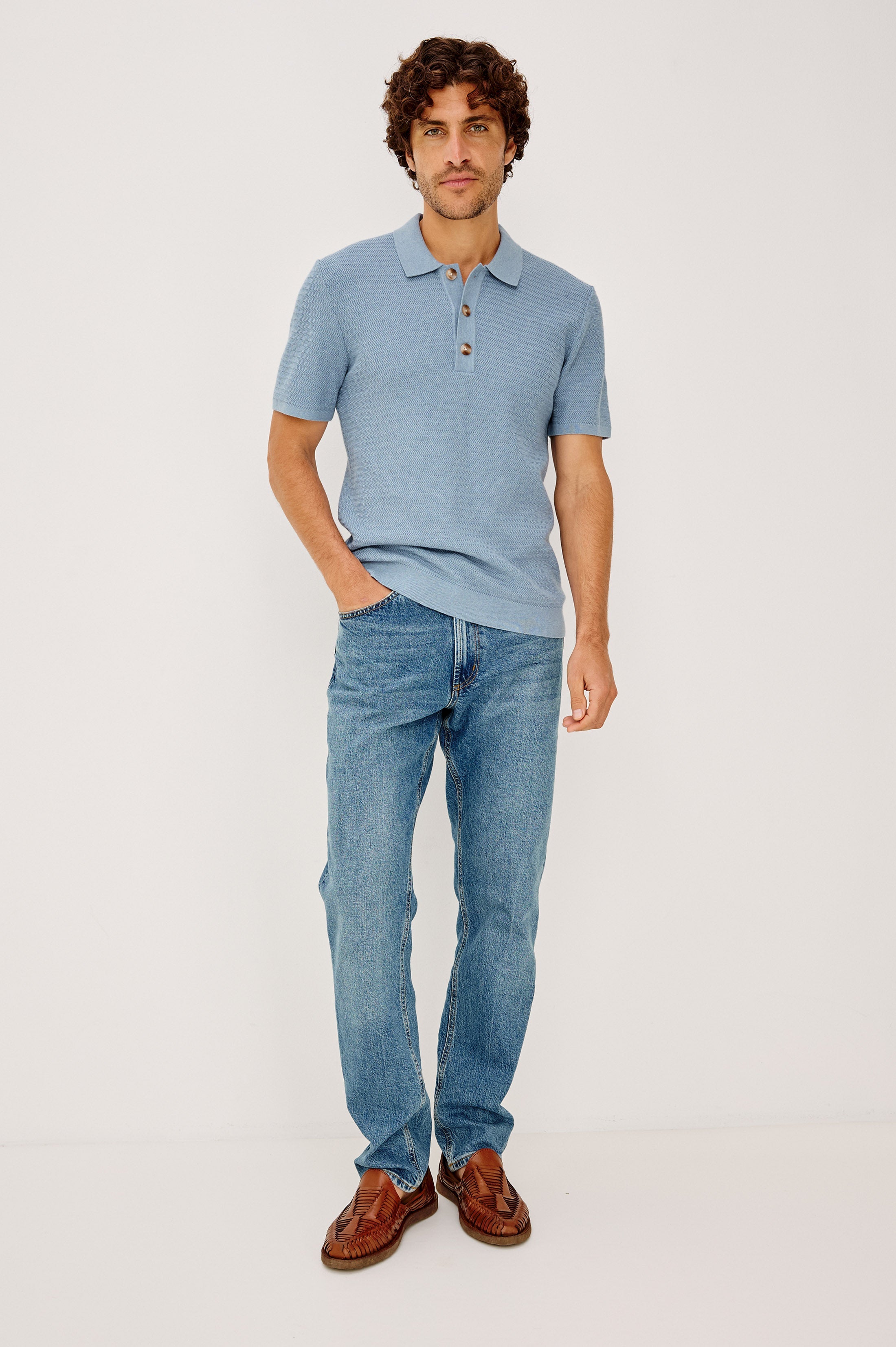 Nathan Sweater Polo Blue Sky Heather