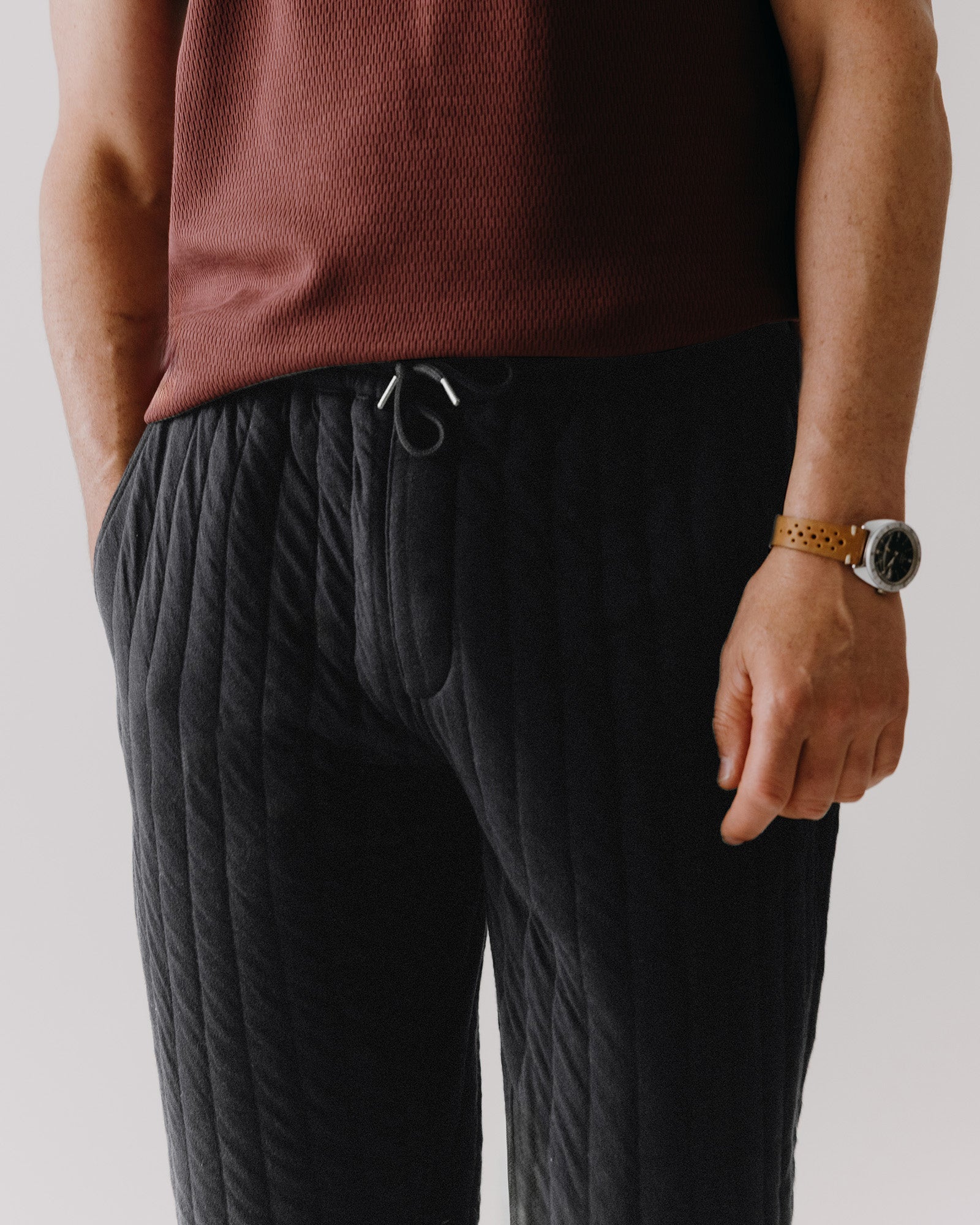 The Apres Pant in Quilted Jersey Heather Coal