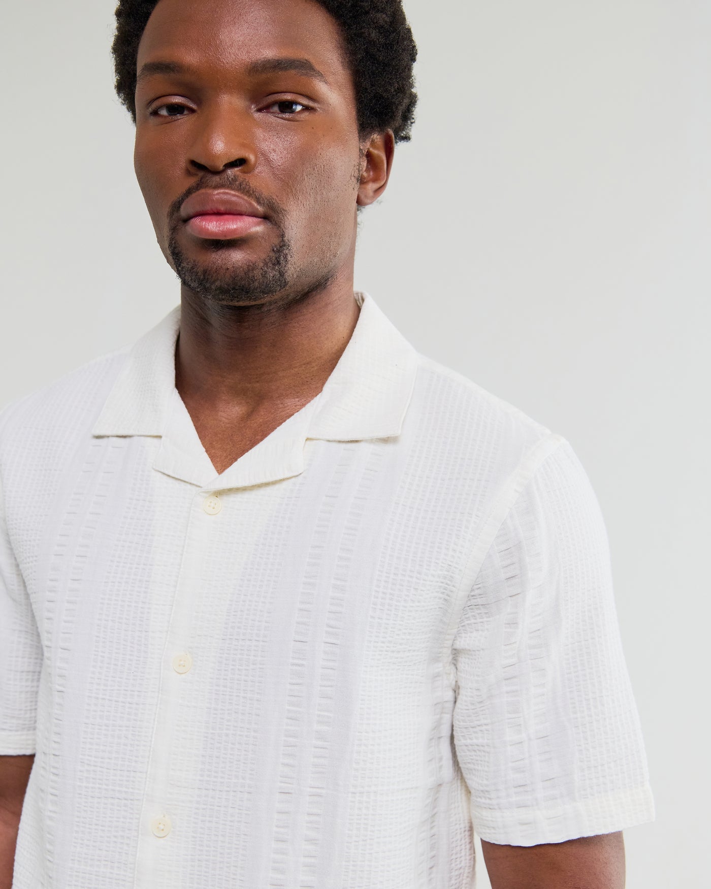 Didcot Shirt in Double Weave Grid Ecru