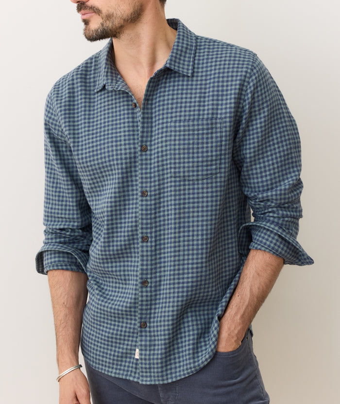 Classic Stretch Selvage Shirt Green/Navy Gingham