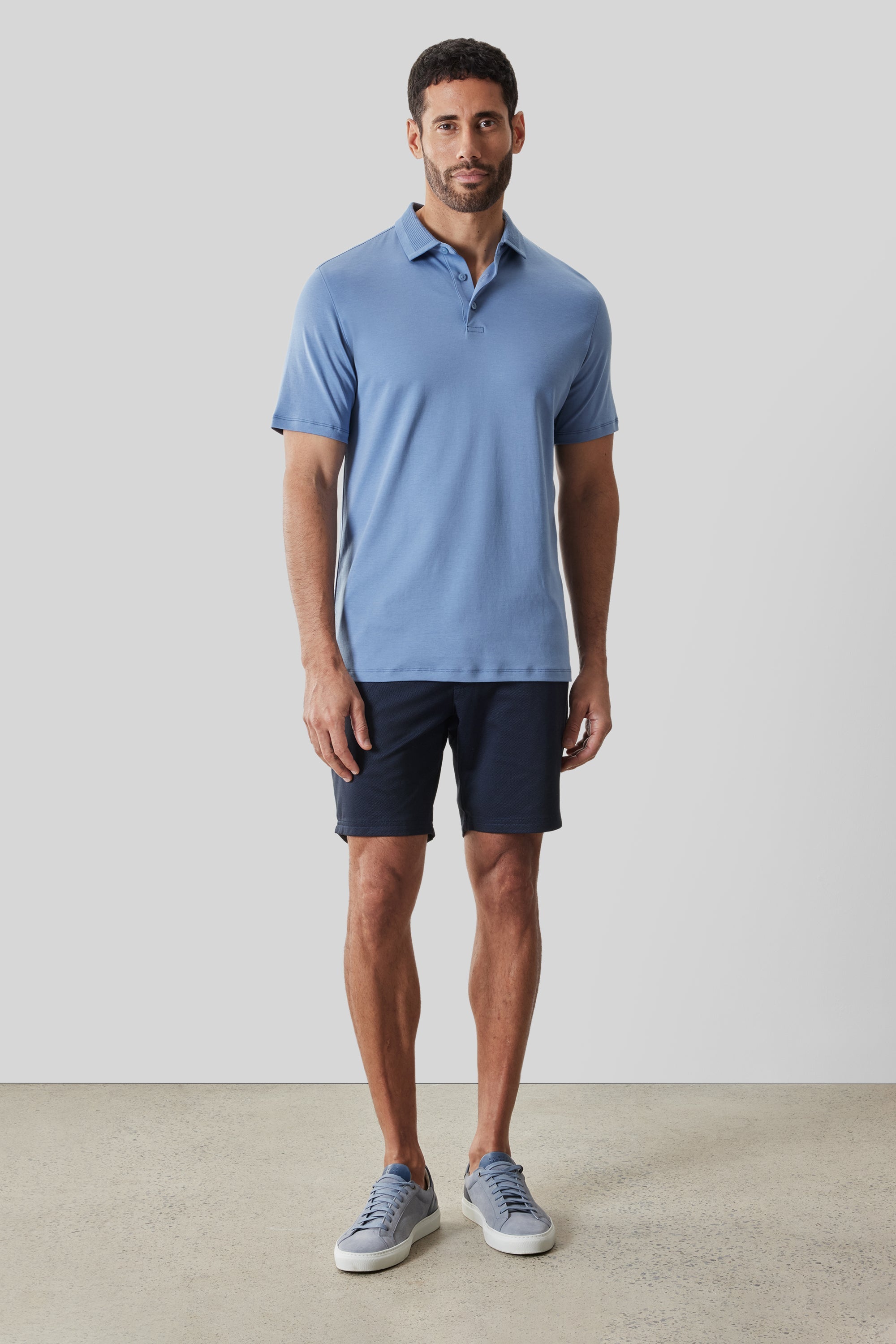 Georgia SS Polo Textured Washed Blue