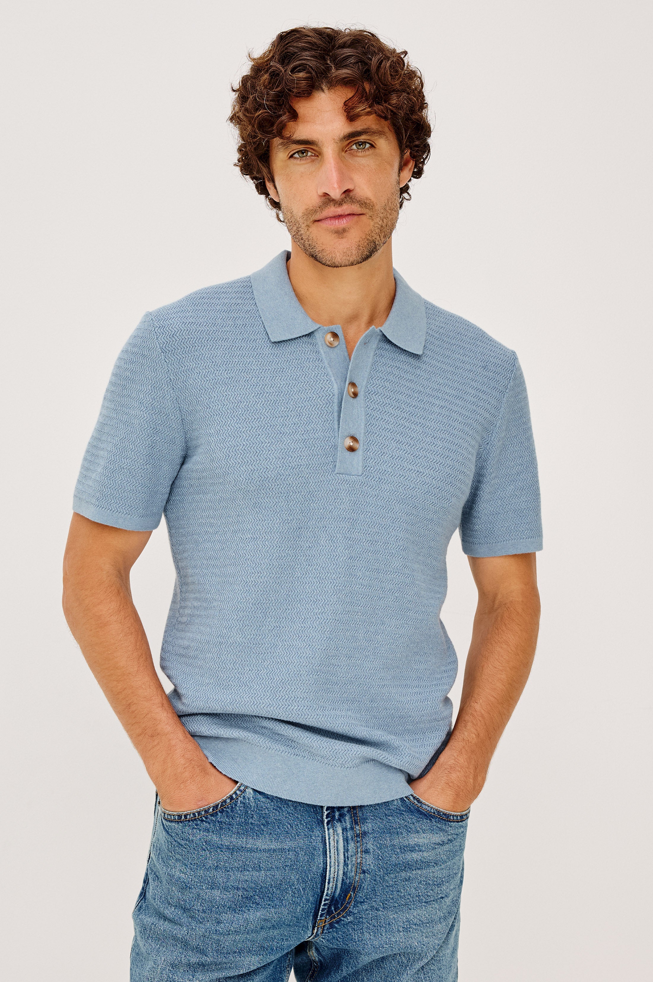 Nathan Sweater Polo Blue Sky Heather