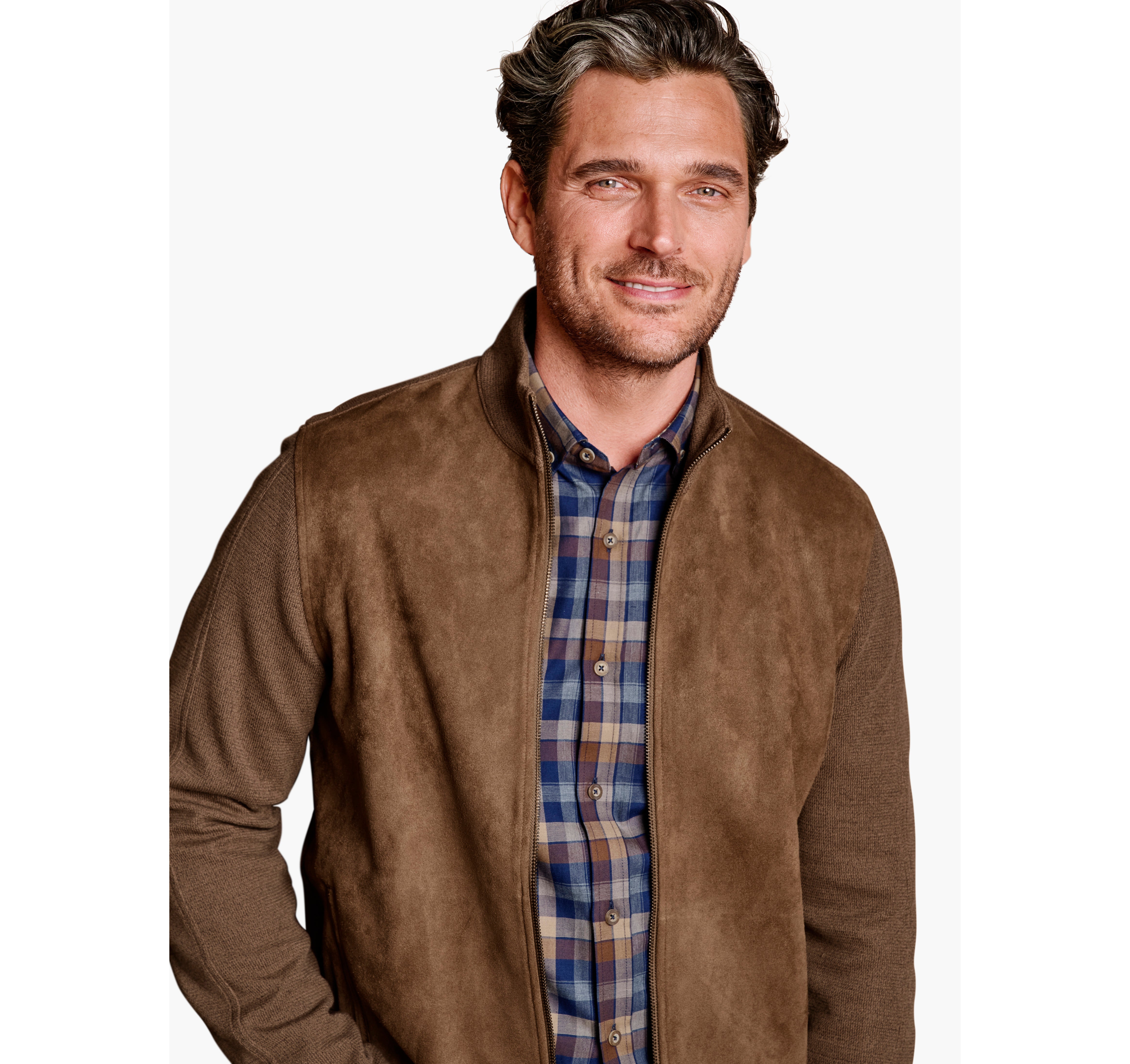 Faux-Suede Full Zip Camel