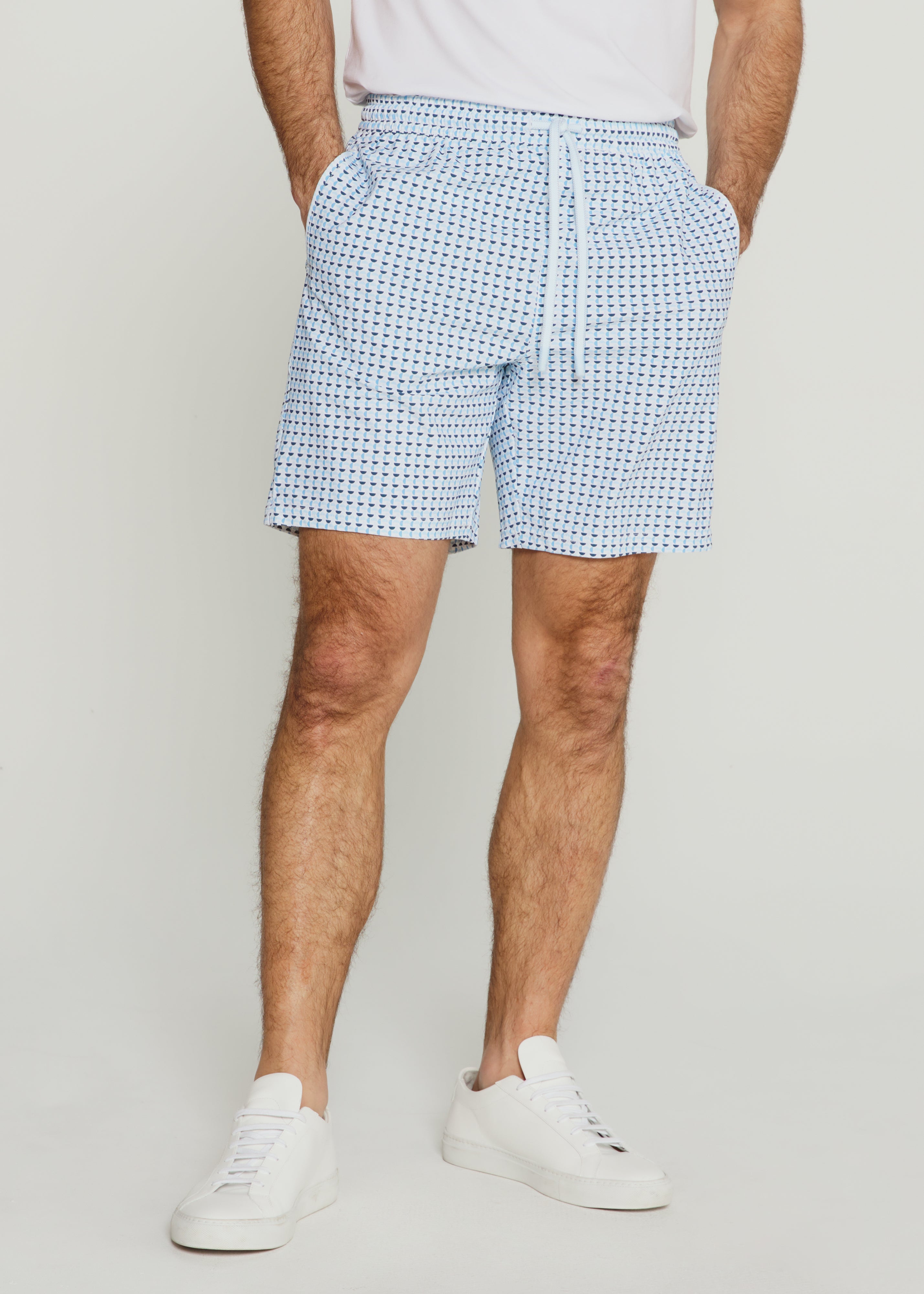 The Crew Swim Trunk Light Blue Semicircles