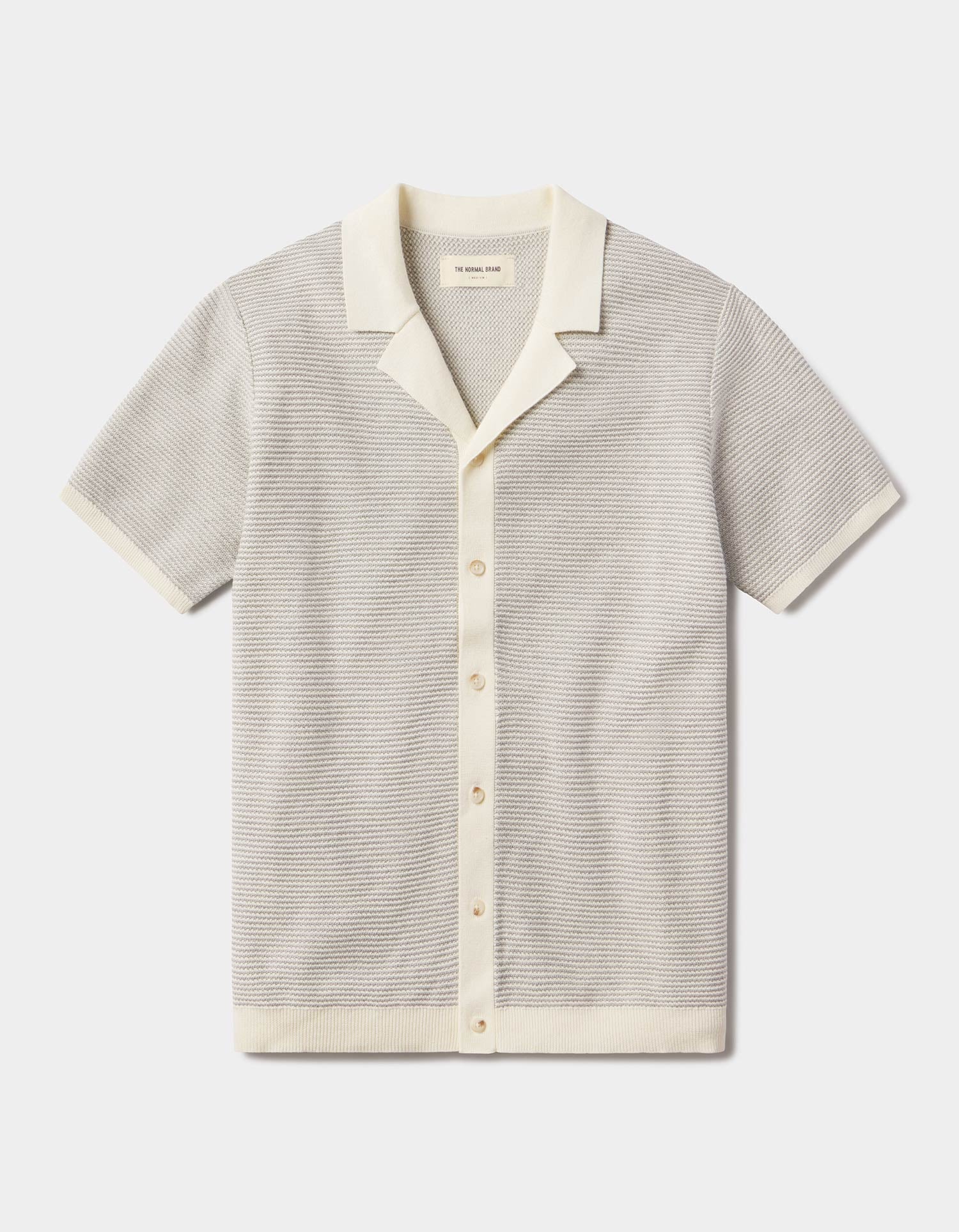 Robles Birdseye Knit Camp Shirt Cream/Grey
