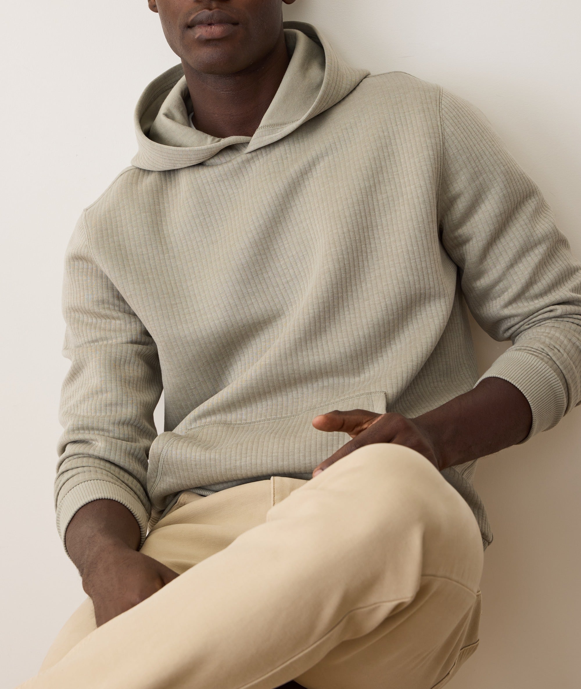 Corbet Quilted Hoodie Taupe
