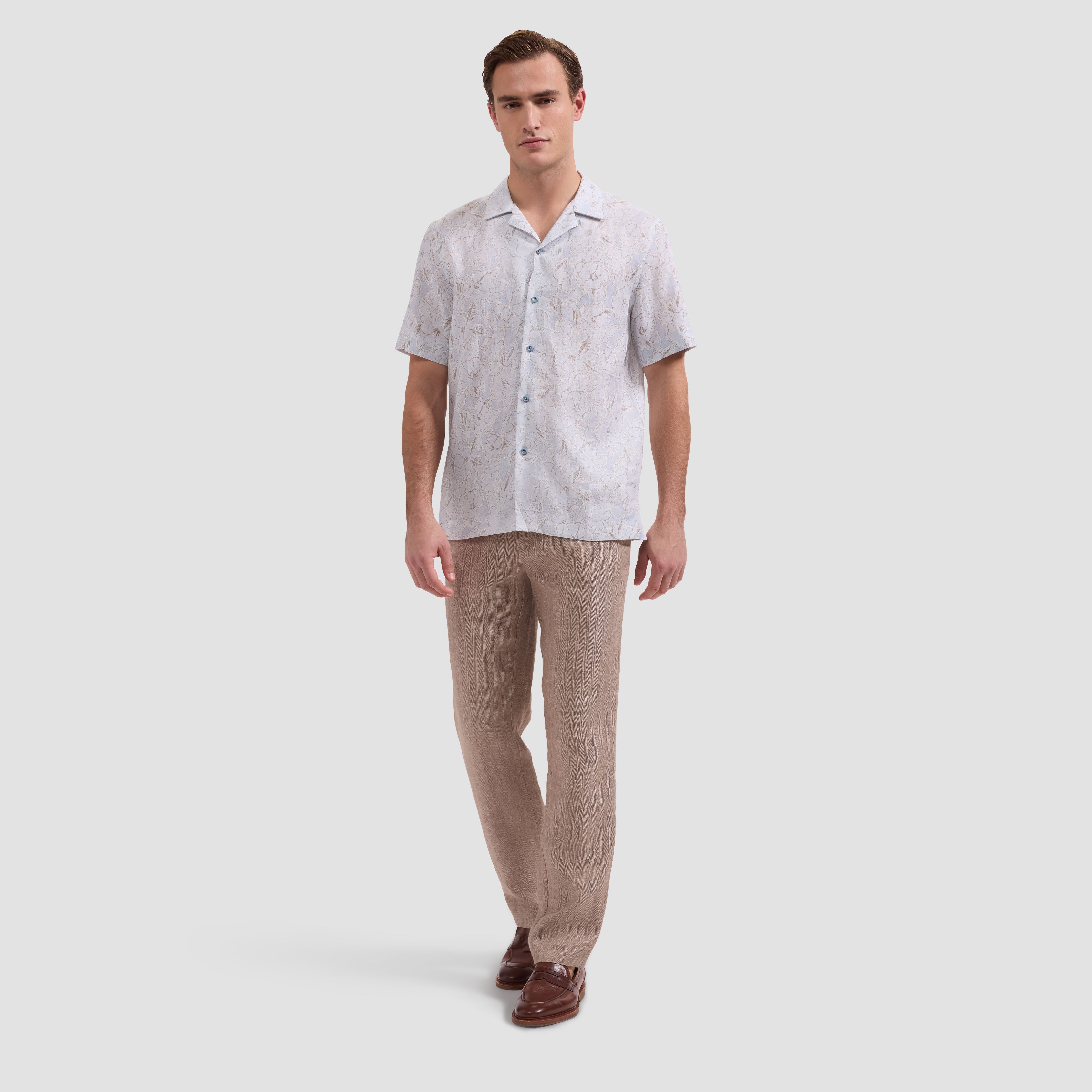 Jackson Linen Camp Shirt Air Blue