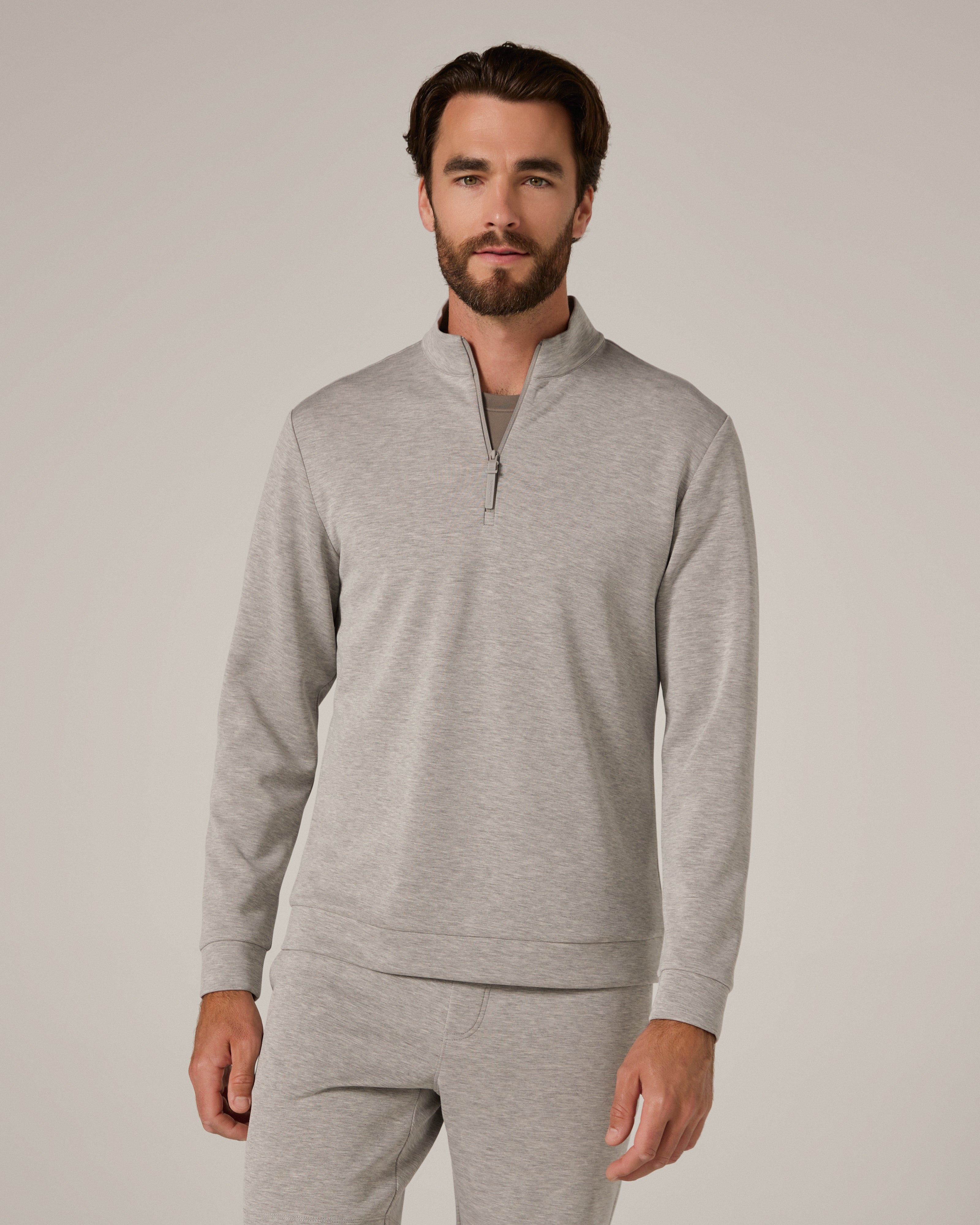 Rev 1/4 Zip Modal Sweater Heather Grey