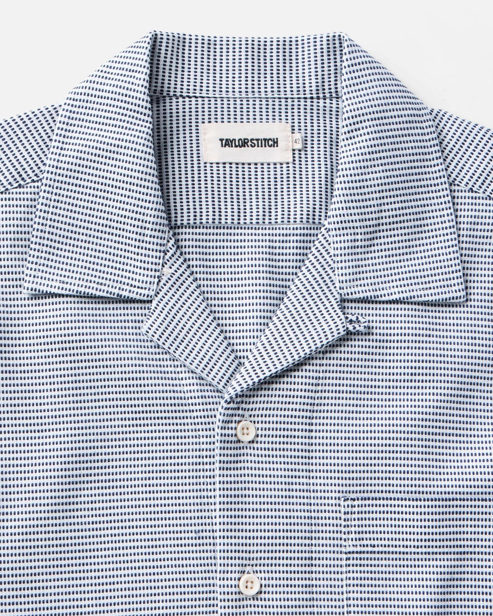 The Short Sleeve Hawthorne Shirt Blue Pin Dot Dobby