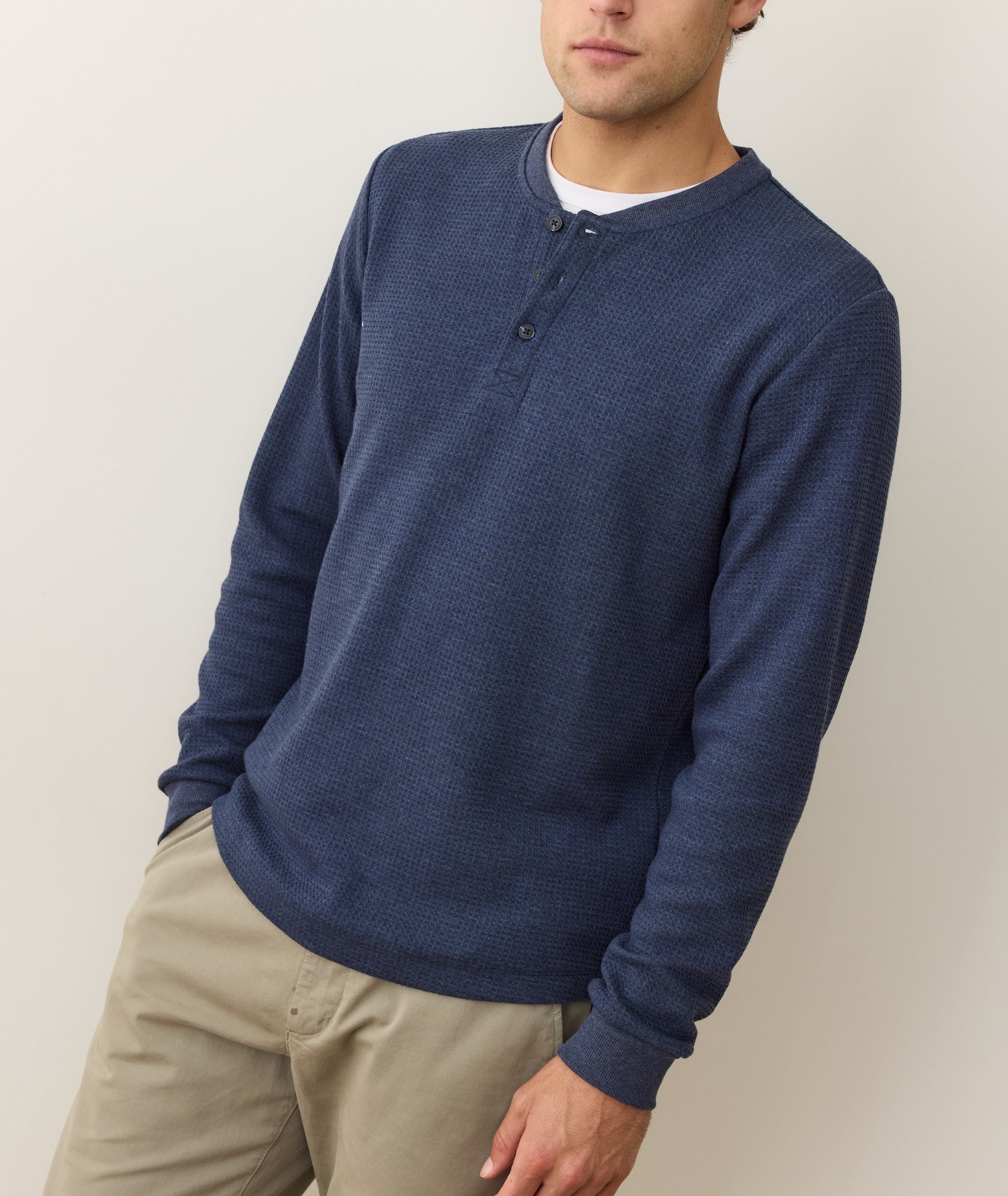Waffle Henley Blue