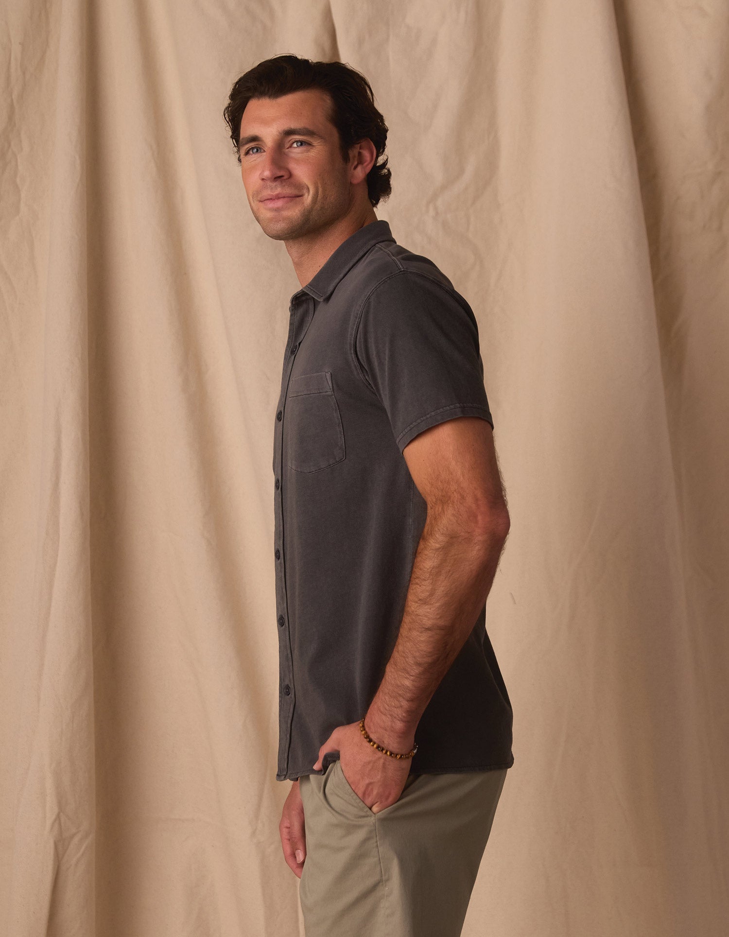Normal Jersey Short Sleeve Button Up Shadow