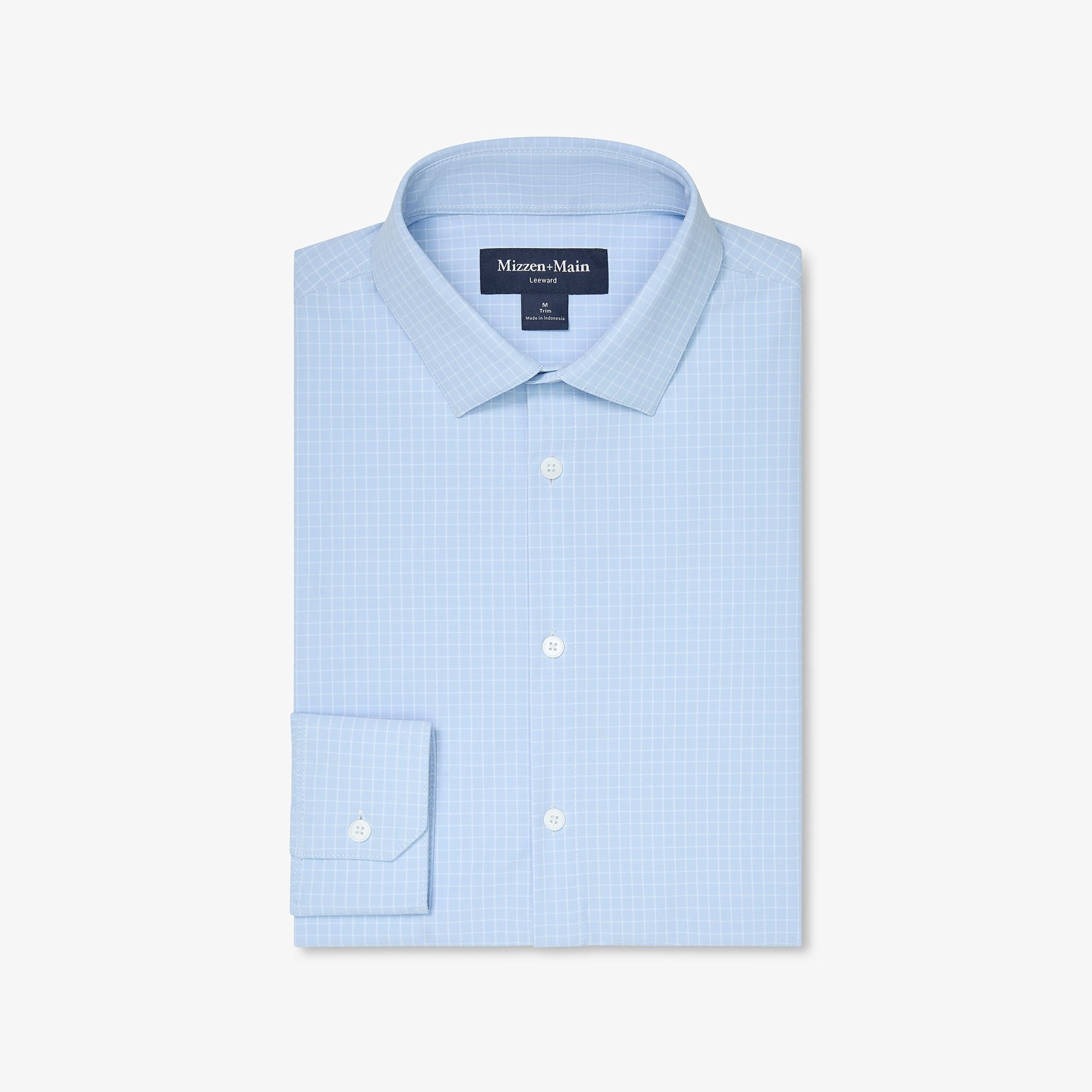 Leeward Long Sleeve Dress Shirt Cloud Blue Mini Grid