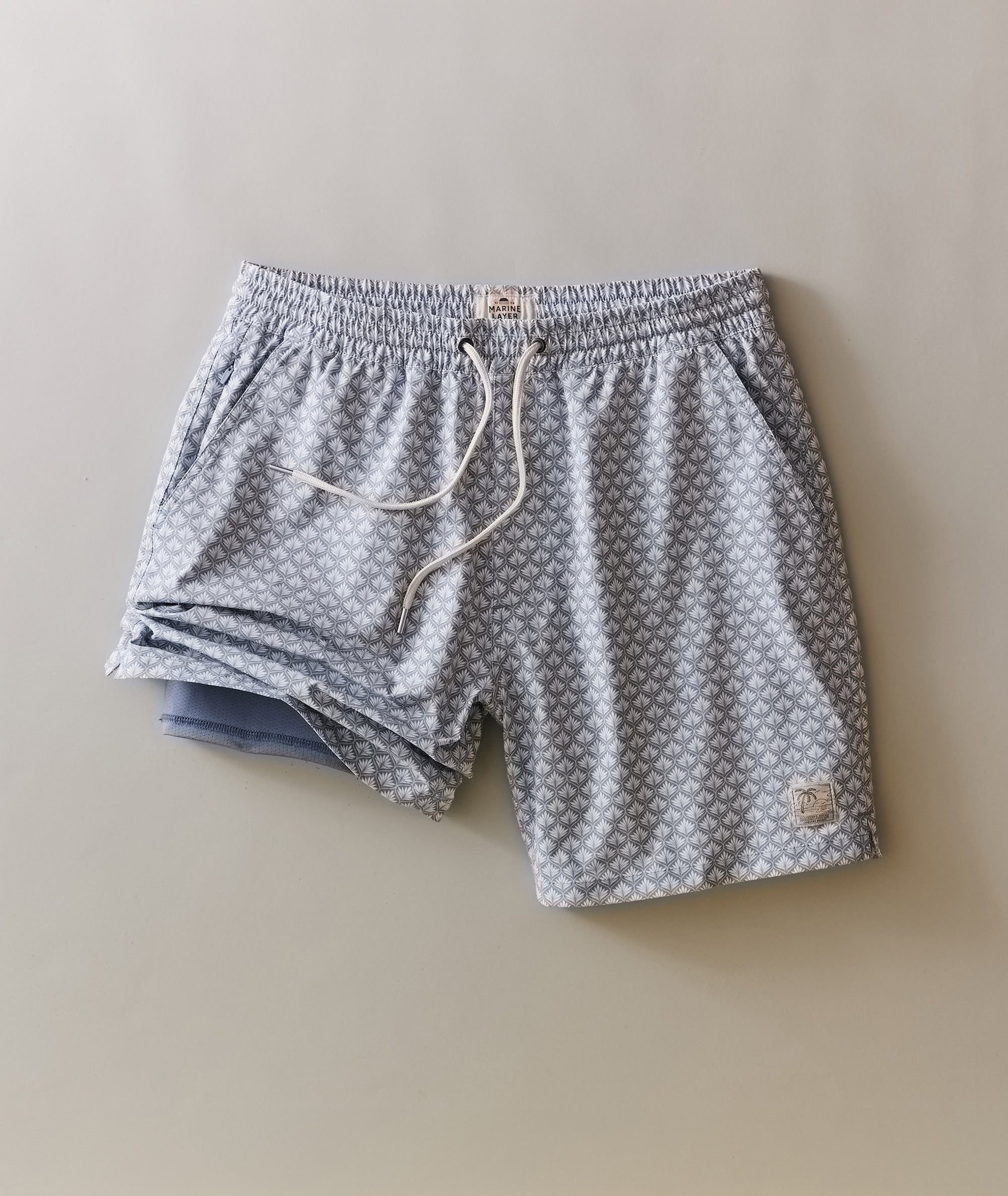 Lined Sport & Swim Short Light Blue Agave Print