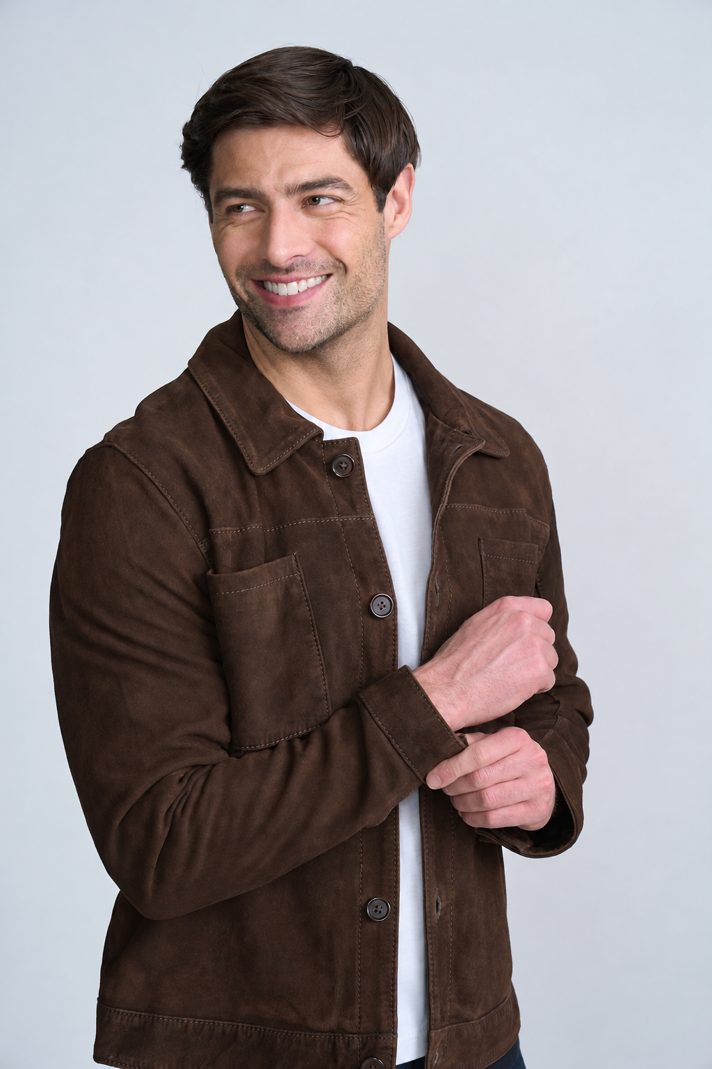 Suede Classic Trucker Jacket Dark Chocolate