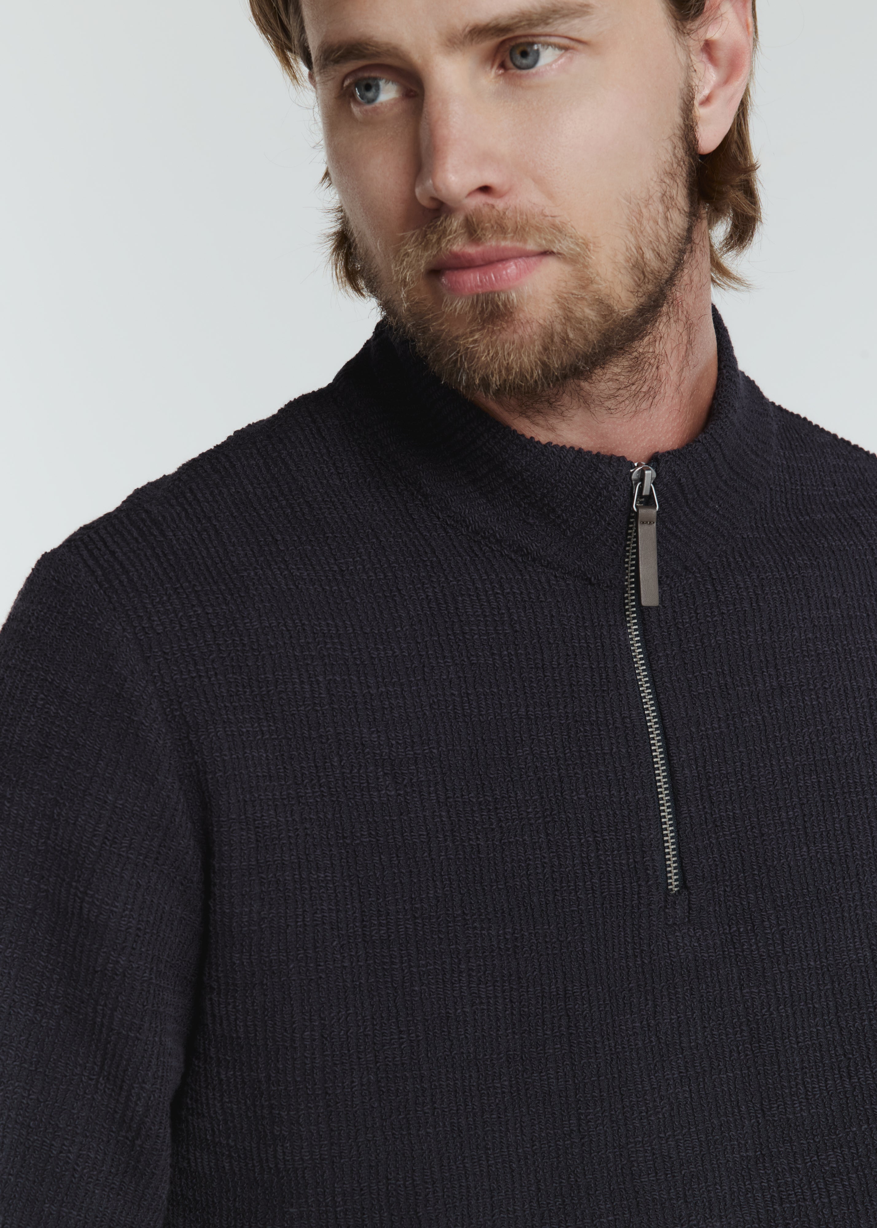 Monterey Textured Quarter Zip Pullover Navy
