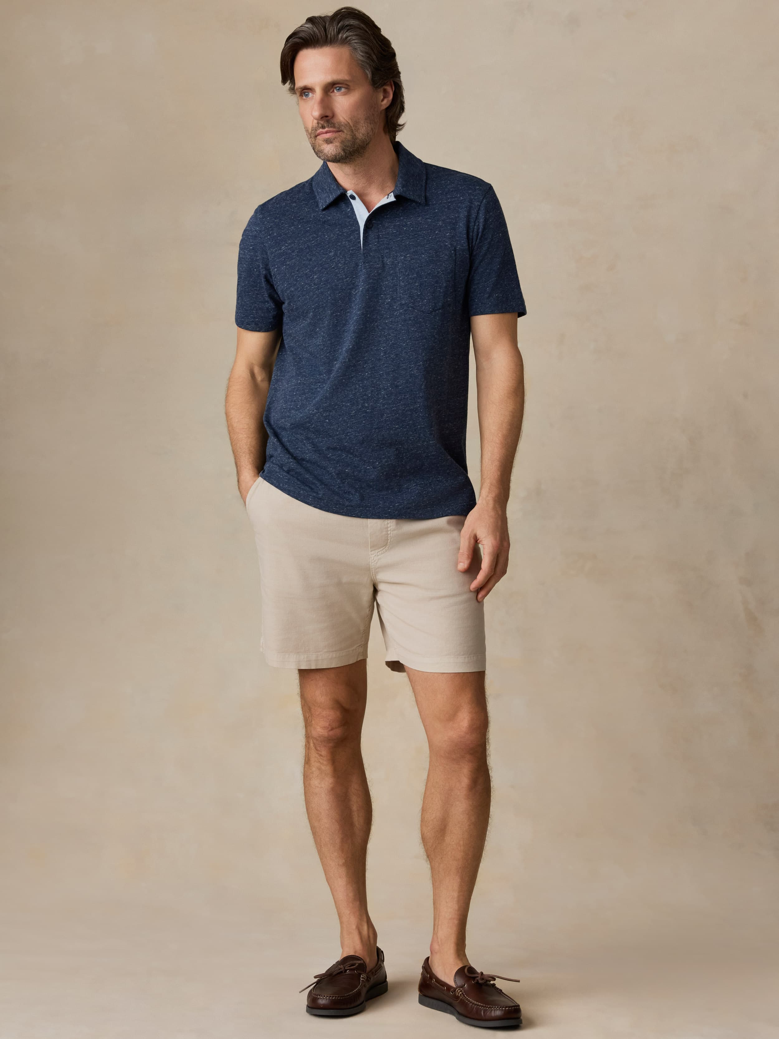Breeze Short Sleeve Polo Midnight Skies Heather