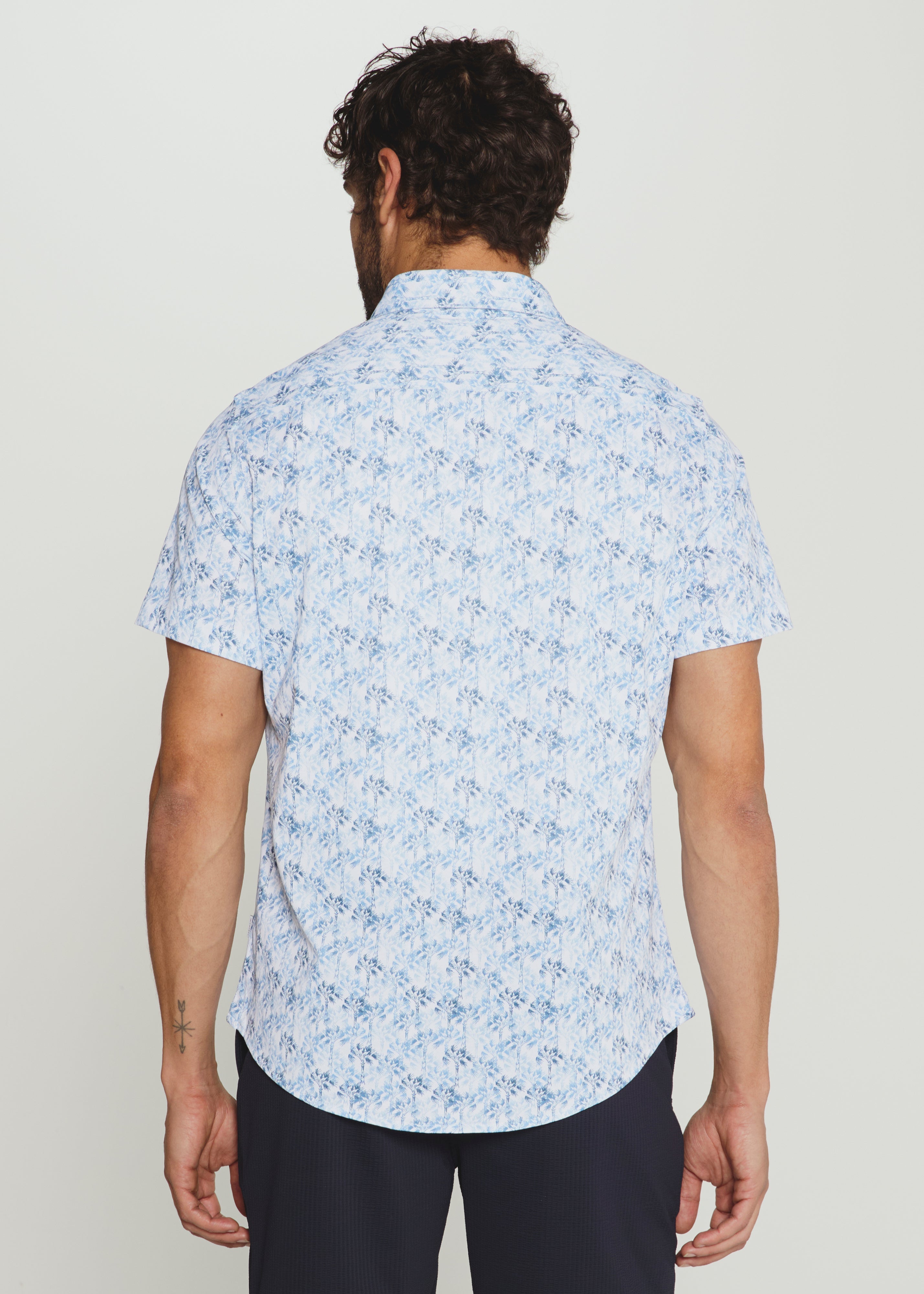 Palmline Short Sleeve Shirt Light Blue