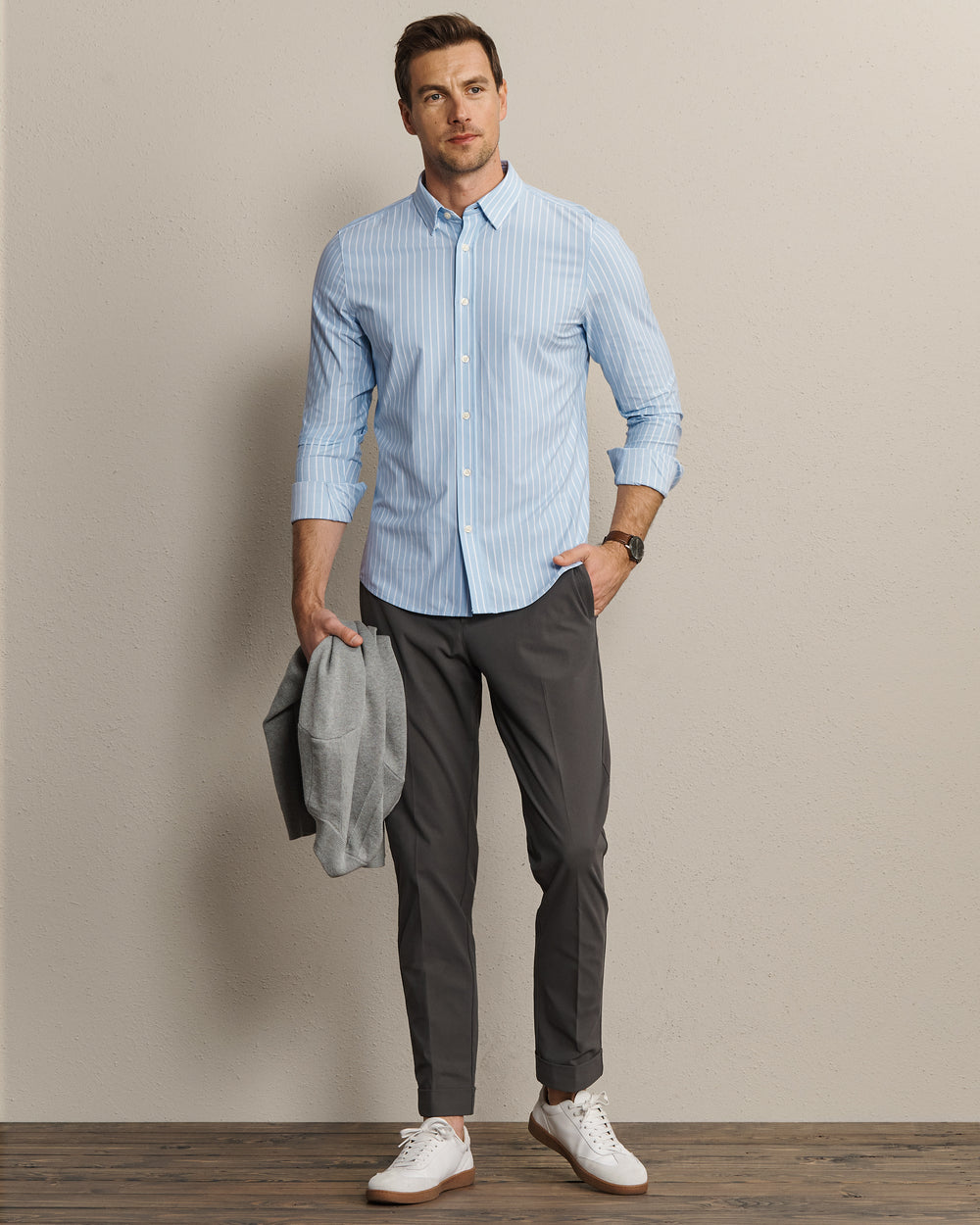 Commuter Pro Cotton Shirt Light Blue Oxford Stripe