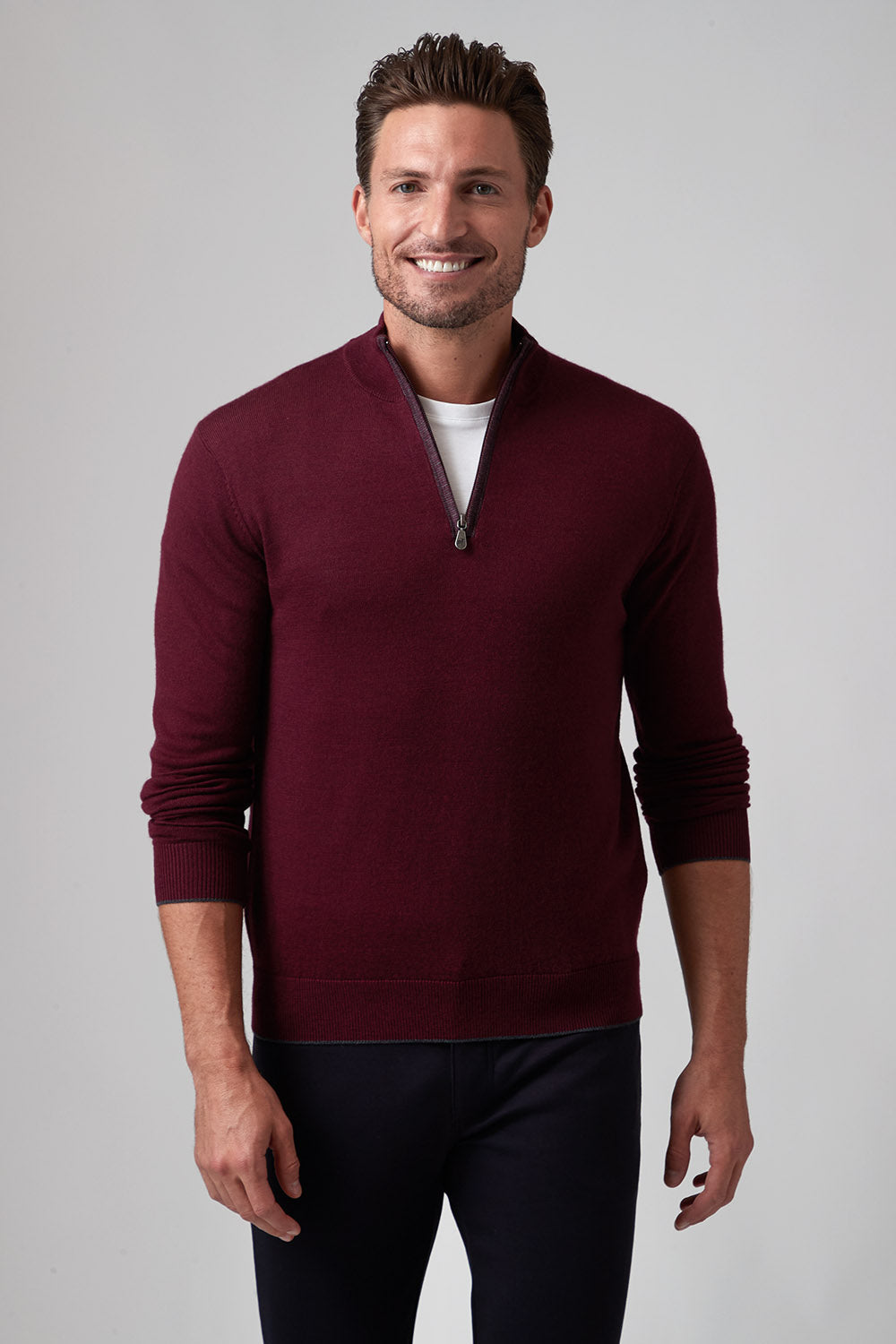 Long Sleeve 1/4 Zip Mock Neck Merlot