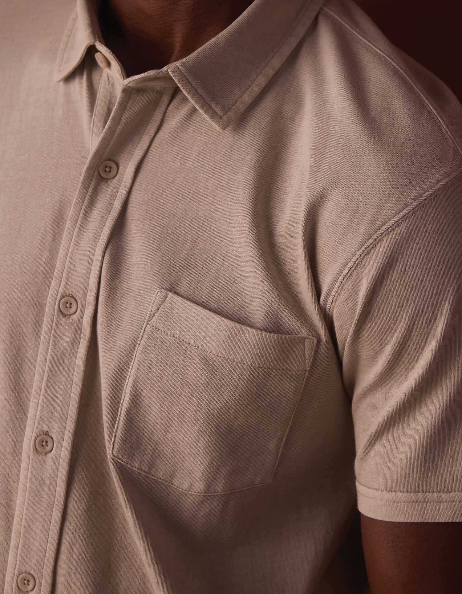 Normal Jersey Short Sleeve Button Up Pumice